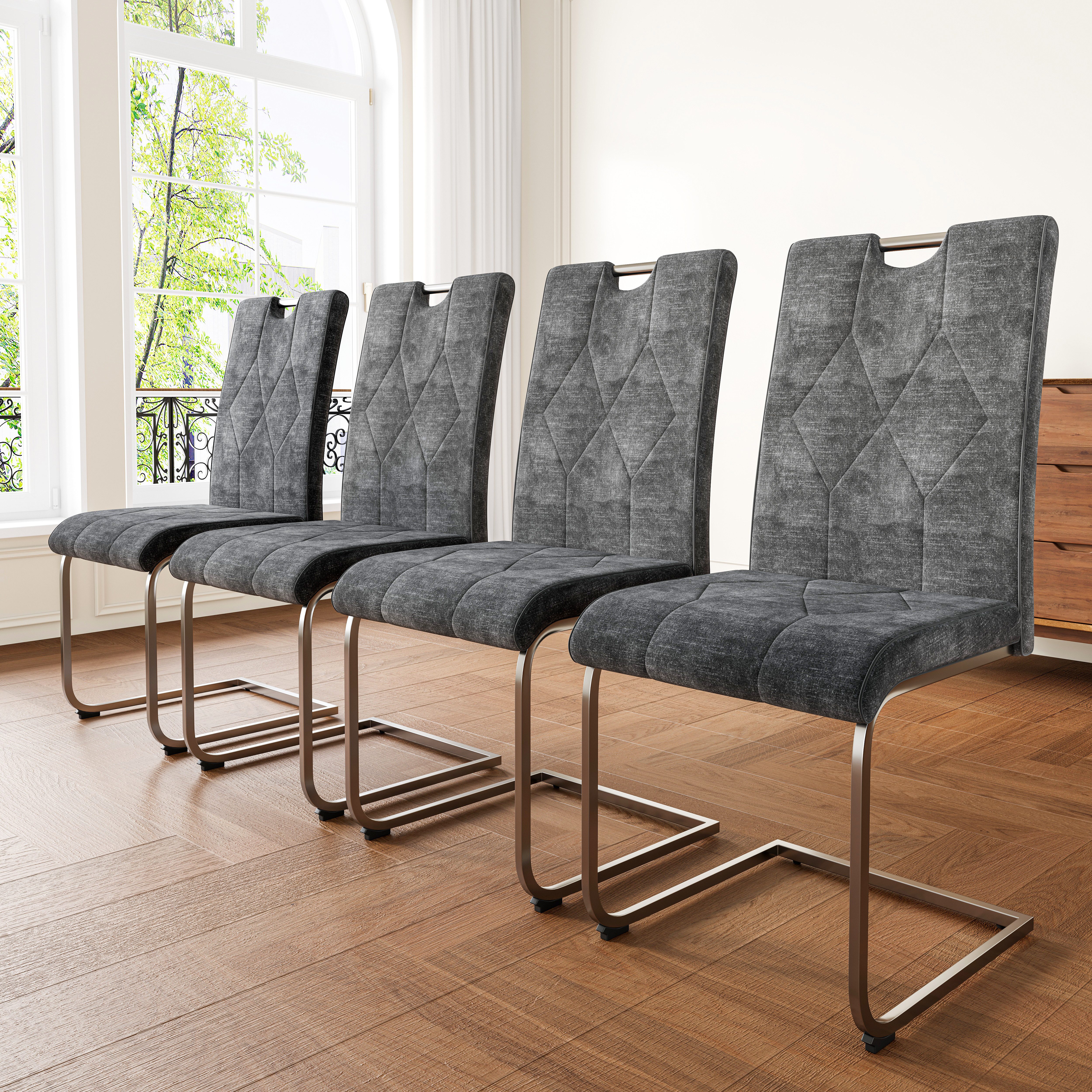 Flieks Freischwinger 4er Set Esszimmerstühle (Set, günstig online kaufen