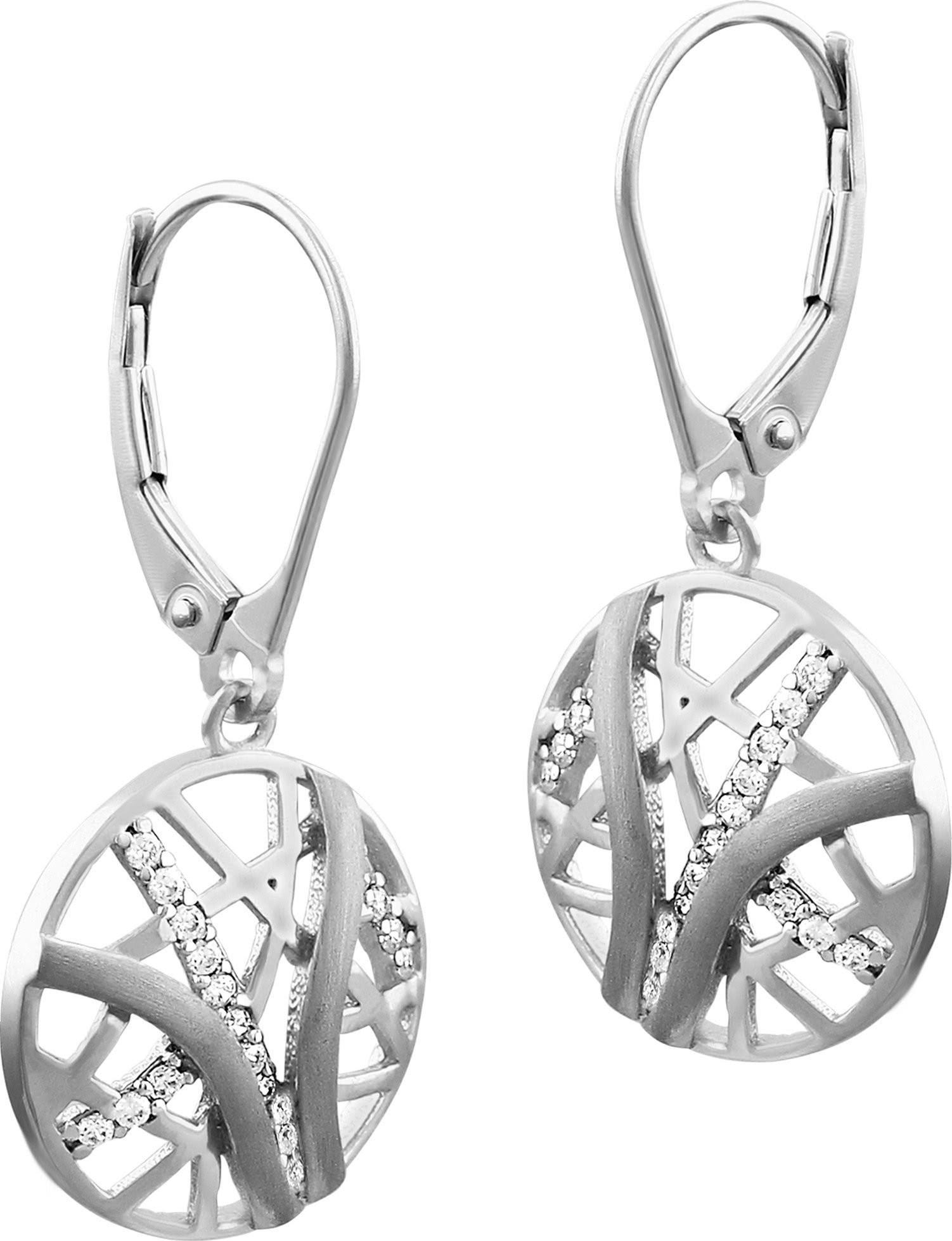 SilberDream Paar Ohrhänger SilberDream weiß Scheibe Ohrringe Silber (Ohrhänger), Damen Ohrhänger Scheibe aus 925 Sterling Silber, Farbe: silber, weiß