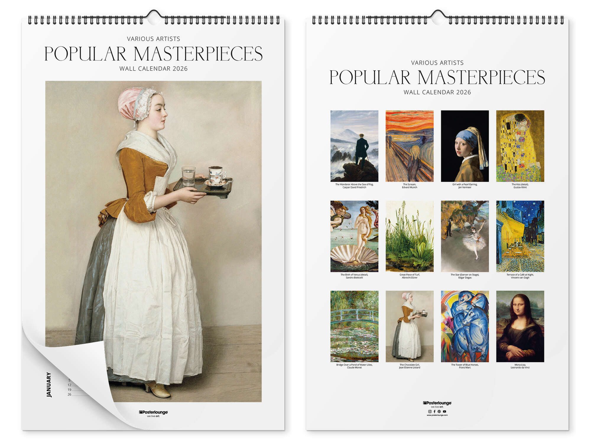 Posterlounge Poster Master Collection, Popular Masterpieces Kalender 2026, Flur Malerei
