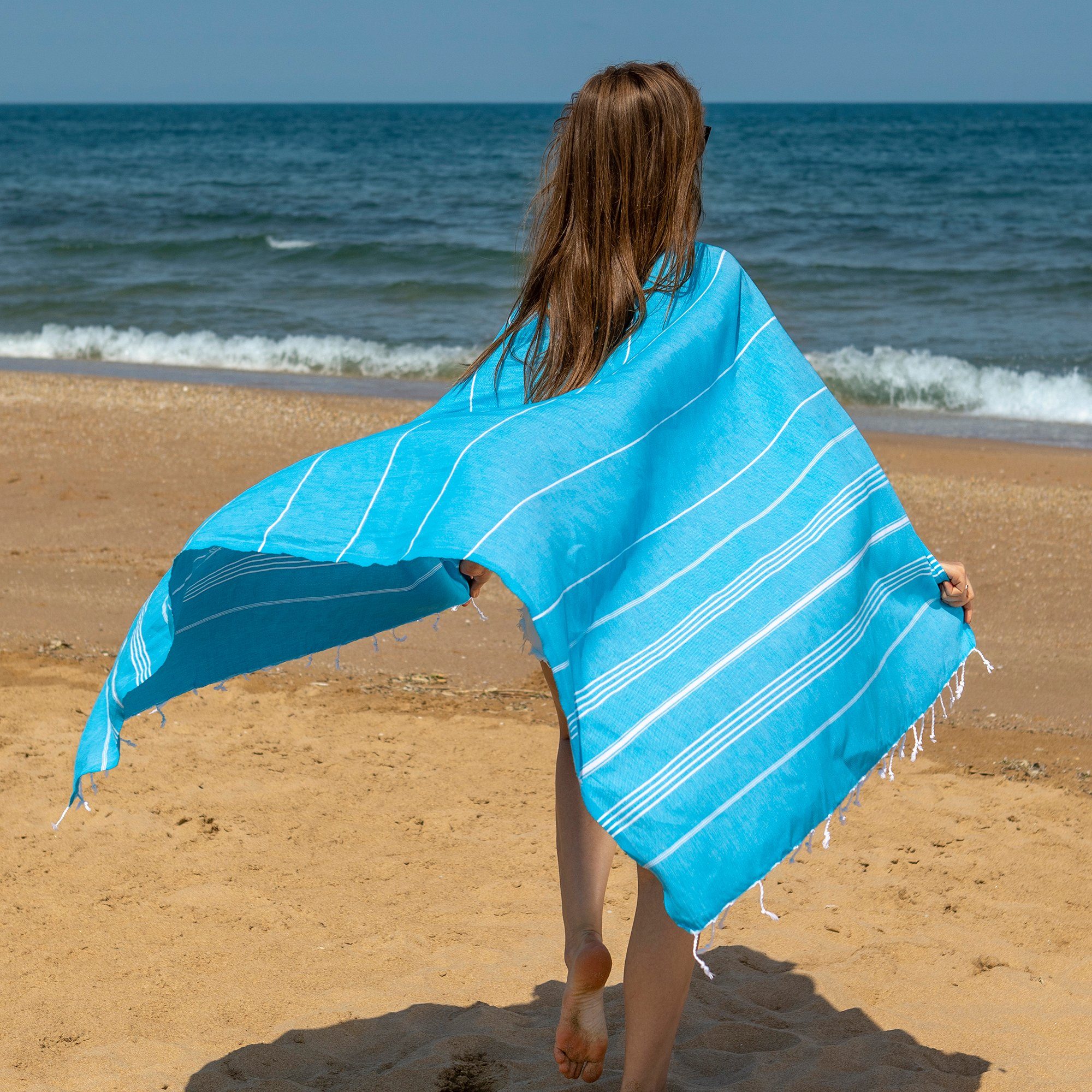 Turquoise Home Hamamtuch Signature Baumwolle Strandtuch XL Reisehandtuch, Saunahandtuch Türkis 100% 100x180cm