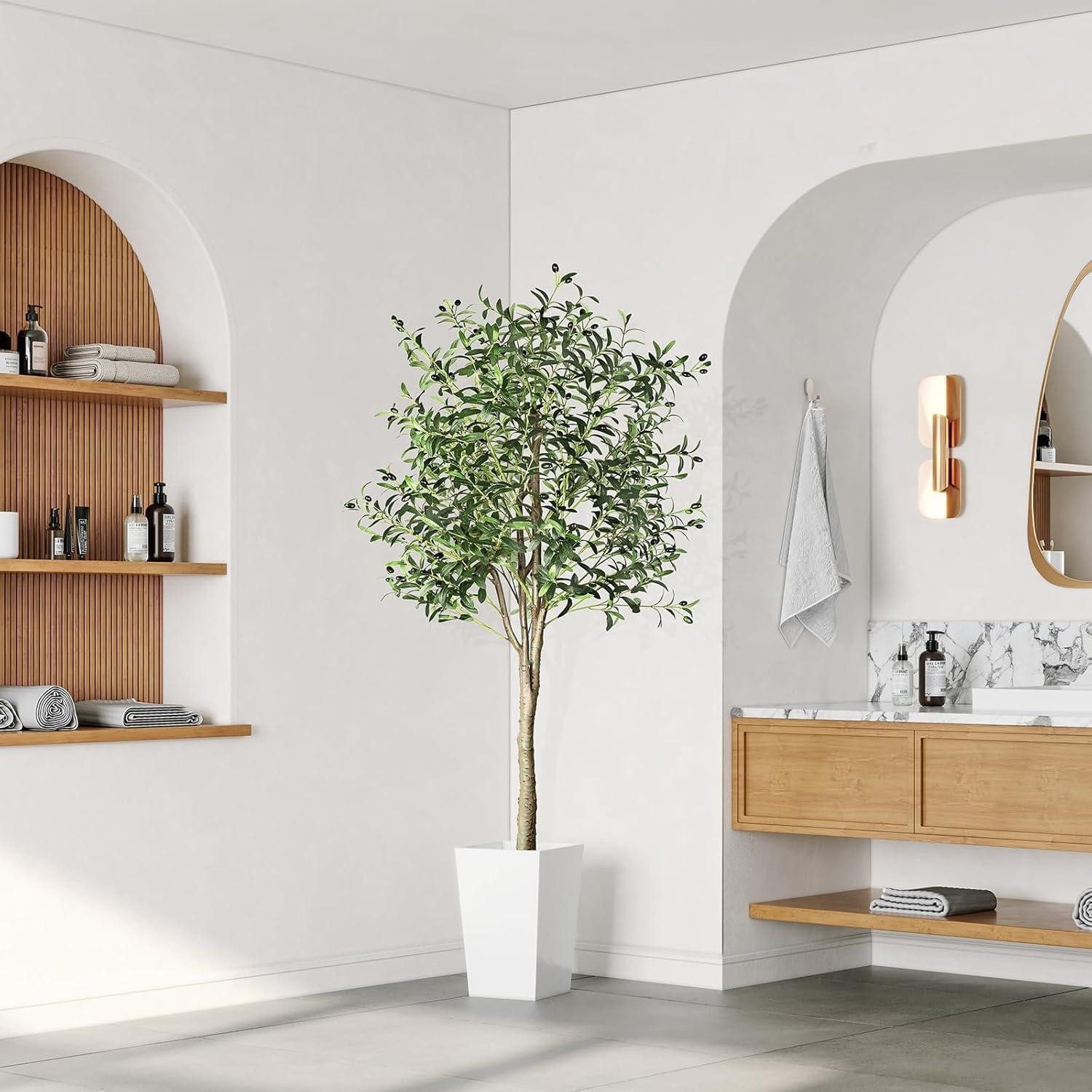 Kunstbaum Künstlicher Olivenbaum 180cm groß Kunstpflanze für Wohnzimmer, LuxusKollektion – Bild 4 von 5