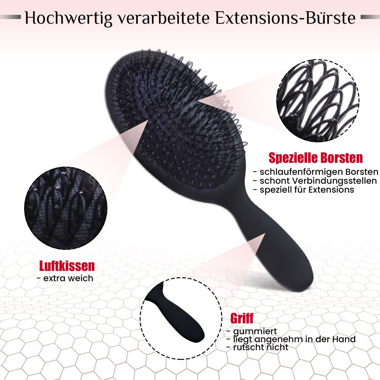 hair2heart Haarentwirrbürste Extensions Bürste für Haarverlängerungen mit Loops