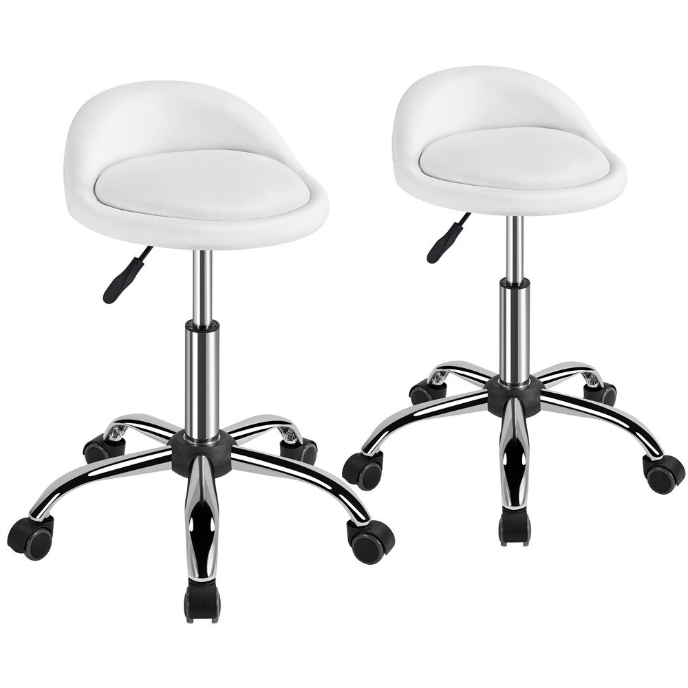 Yaheetech Drehhocker Barhocker mit 5 Rollen (2 St), 2er-Arbeitshocker 55,5 cm – 70 cm Höhenverstellbar & 360° Drehbar