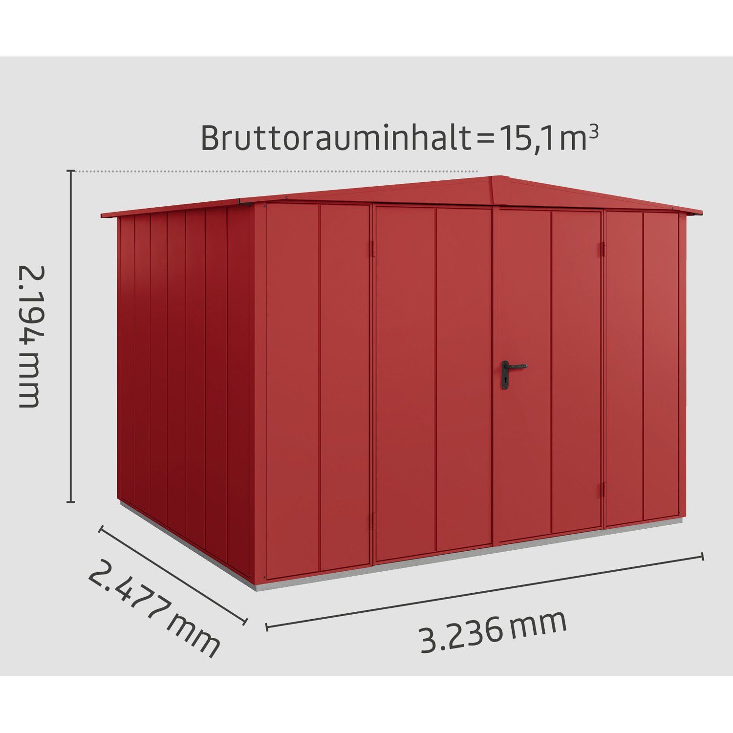 Hörmann Ecostar Gerätehaus Elegant mit Satteldach (324 x 248 cm), aus Metall