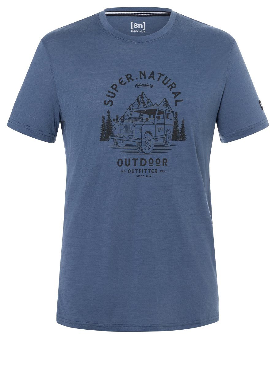 SUPER.NATURAL Print-Shirt T-Shirt LANDI funktioneller Shadow Ink Merino-Materialmix TEE M Blue/Black Merino Night