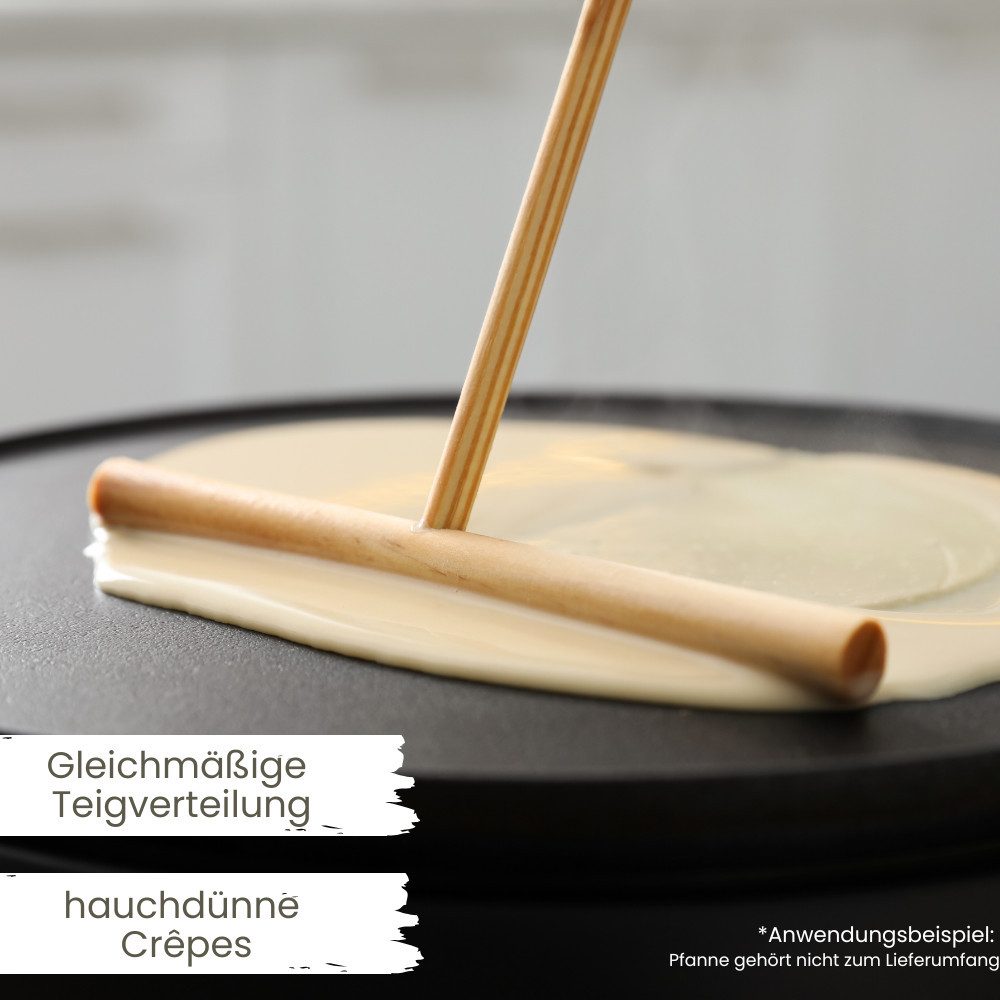 mikken Crepes Verteiler Crêpes Zubehör Set Teigverteiler & Wender aus Buchenholz, 2-teiliges Crêpes Back-Set, Made in Europe