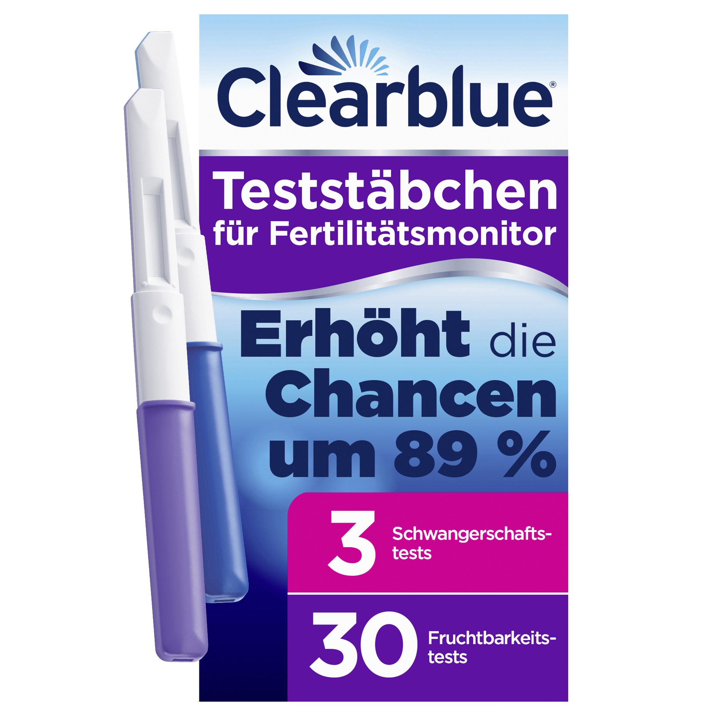 Clearblue Ovulationstest Fertilitätsmonitor Teststäbchen 30St. + 3 Schwangerschaftstests
