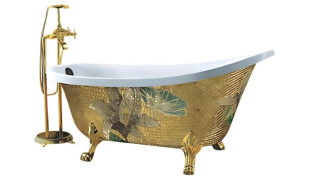 Xlmoebel Badewanne XLMOEBEL Relaxwanne aus Acryl in Gold, freistehend, rechteckig, Made in Europa