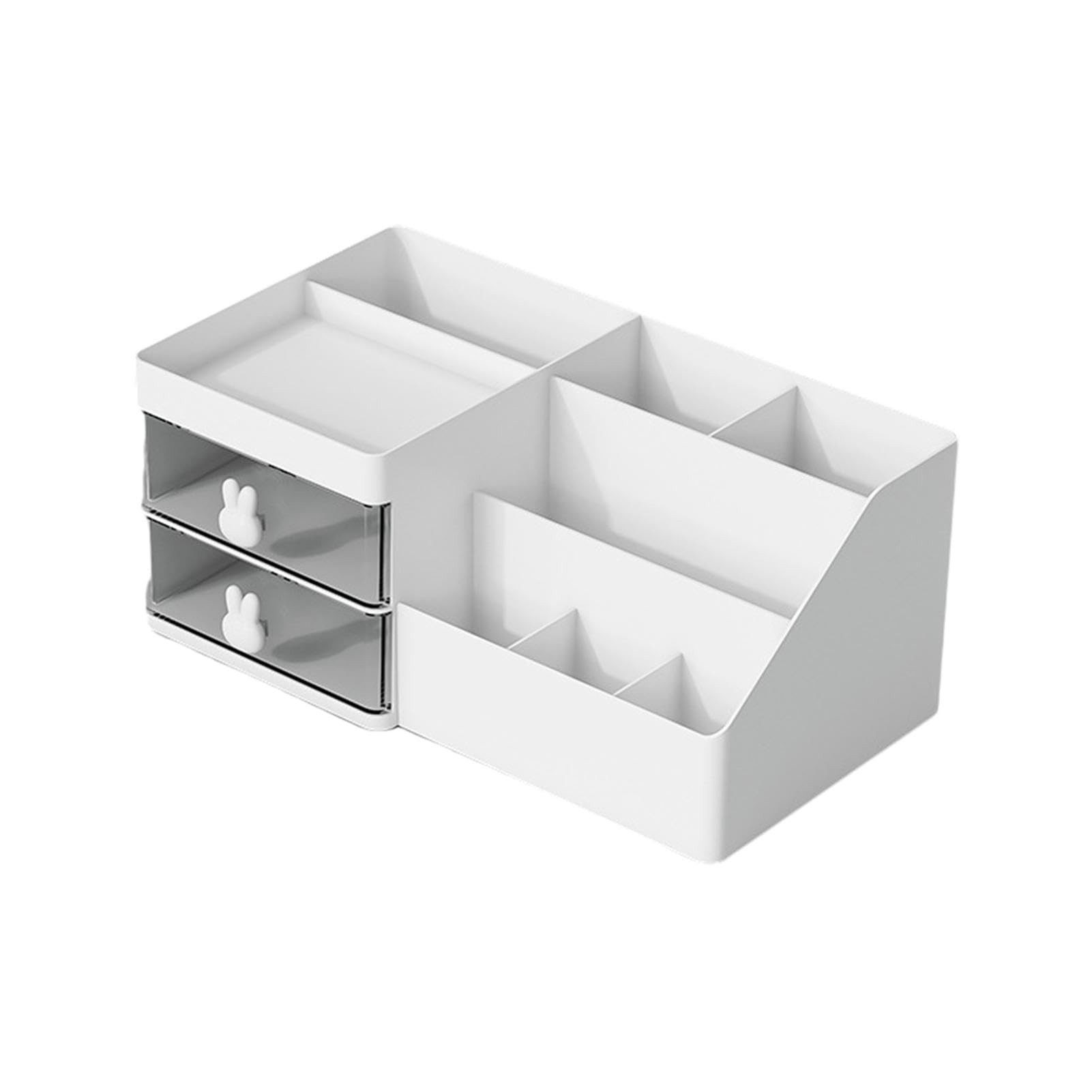 FOUORTUNATE-BEE Organizer Schreibtisch-Organizer mit Schubladen Make-up-Organizer (Schreibwaren-Organizer, vielseitige Fächer, für Schreibtisch-Organisation, Make-up, Bürobedarf), und Schreibtischzubehör, für Dresser, Schlafzimmer, Badezimmer