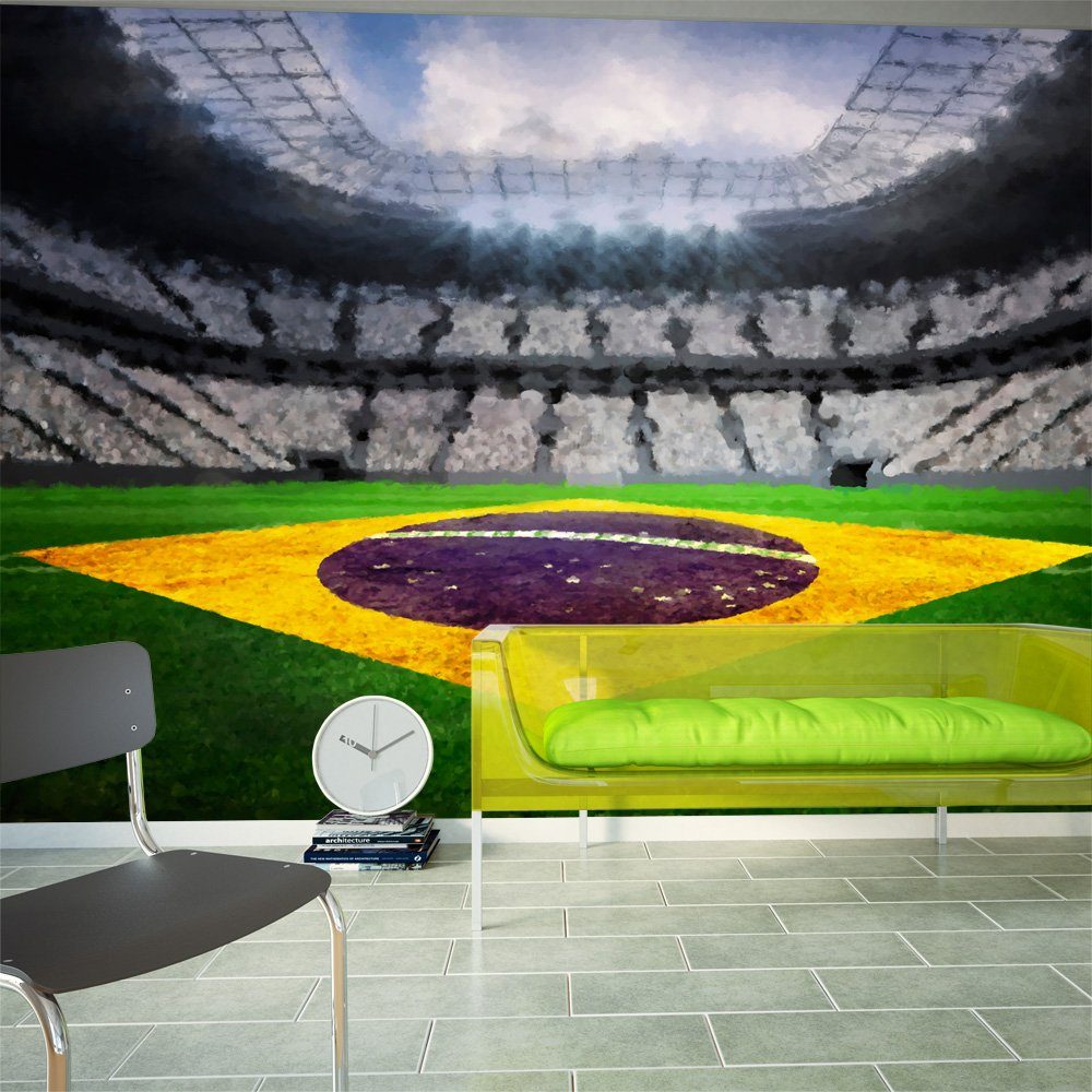 KUNSTLOFT Vliestapete Brasilianisches Stadion 3x2.1 m, halb-matt, lichtbeständige Design Tapete