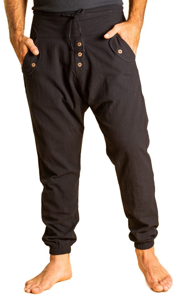 PANASIAM Haremshose Yogipants classic bequeme Freizeithose wie Aladinhose Unisex für Damen und Herren Haremshose Tunnelzug vorne Gummiband hinten