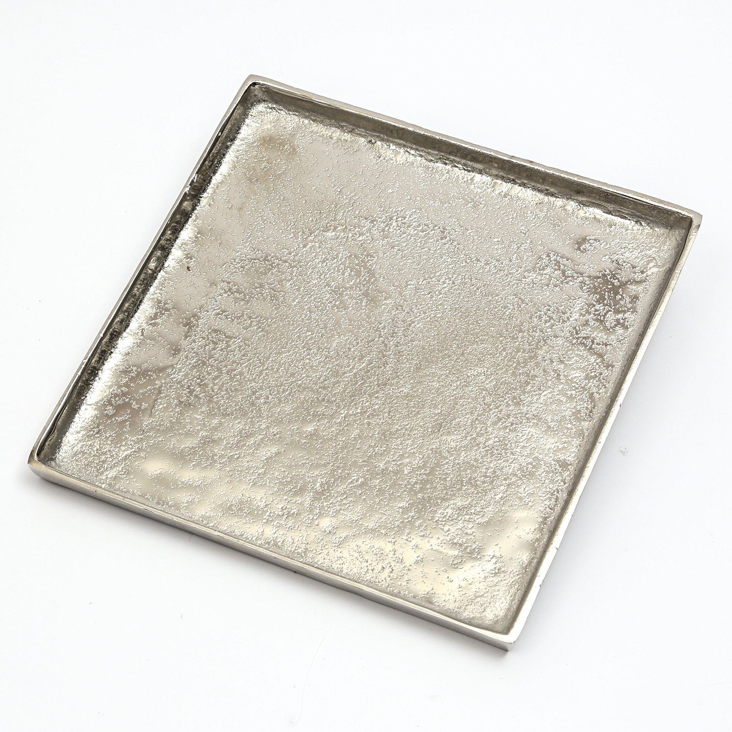 Dekoteller 25,5cm ohne Dekotablett quadratisch MARELIDA Tablett Dekoschale Griffe Aluminium