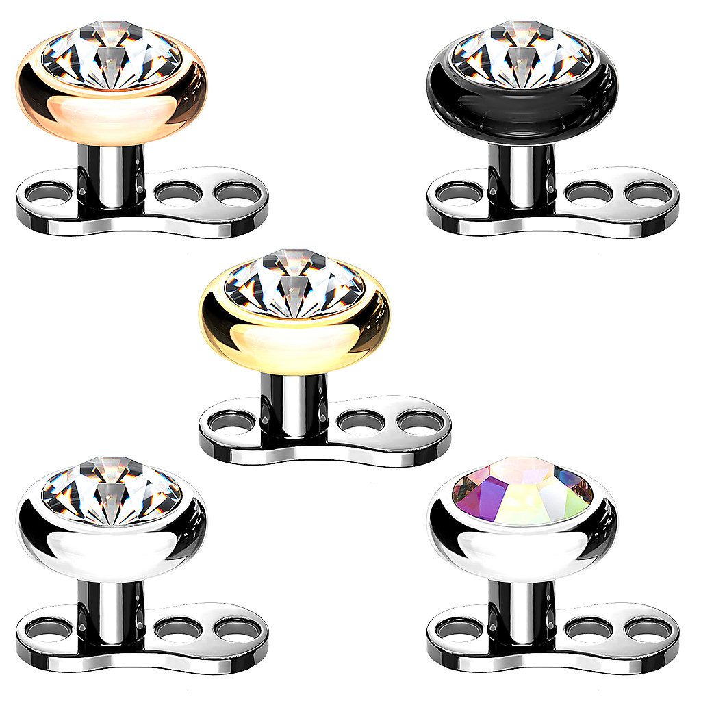 Taffstyle Piercing-Implantat Dermal Titan Innengewinde Kristall Aufsatz Rosegold Clear 1,2mm x 4mm (Skindiver Stab Hautpiercing Unter der Haut Surface Piercing Implantat), Hautanker Implantatqualität Skinplate Microdermal Transdermal Set