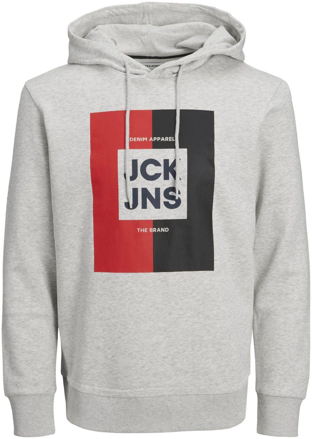 Jack & Jones Kapuzensweatshirt JJOSCAR SWEAT HOOD white melange