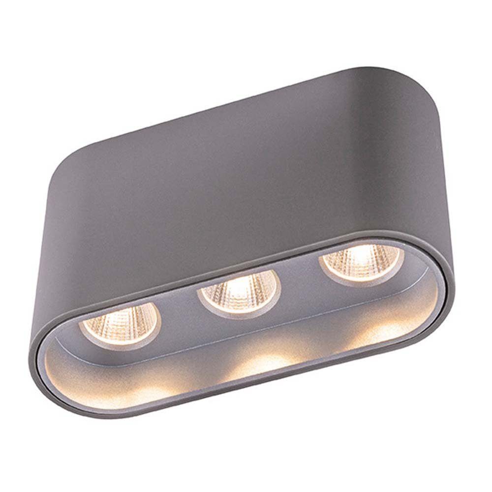 Warmweiß, Decken Ess Leuchte etc-shop Silber Aluminium LED-Leuchtmittel verbaut, LED Lampe Wohn fest Grau LED Druckguss Deckenleuchte,