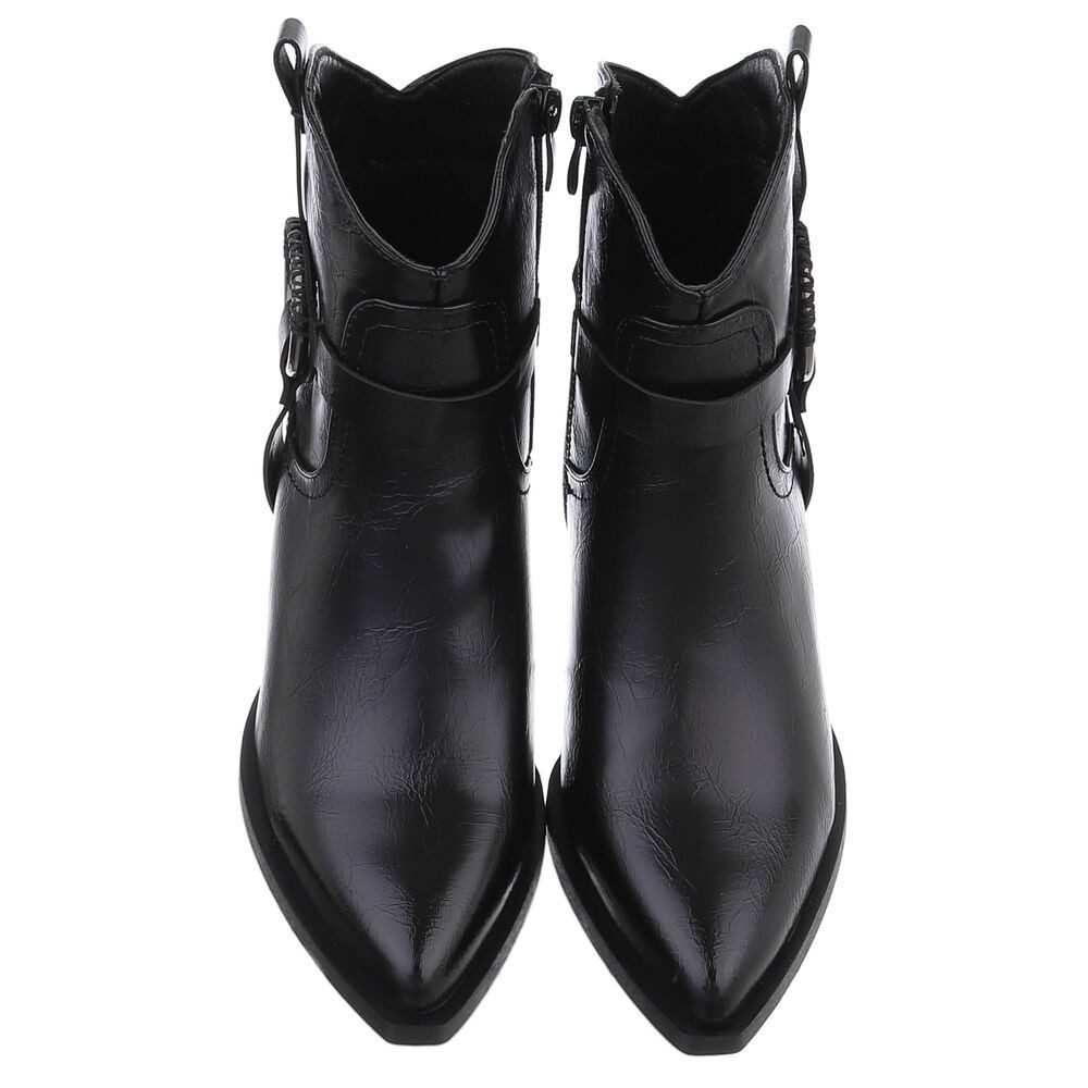 Ital-Design Damen Cowboyboots Western Westernstiefelette (88577606) Blockabsatz Stiefeletten in Schwarz – Bild 4 von 5