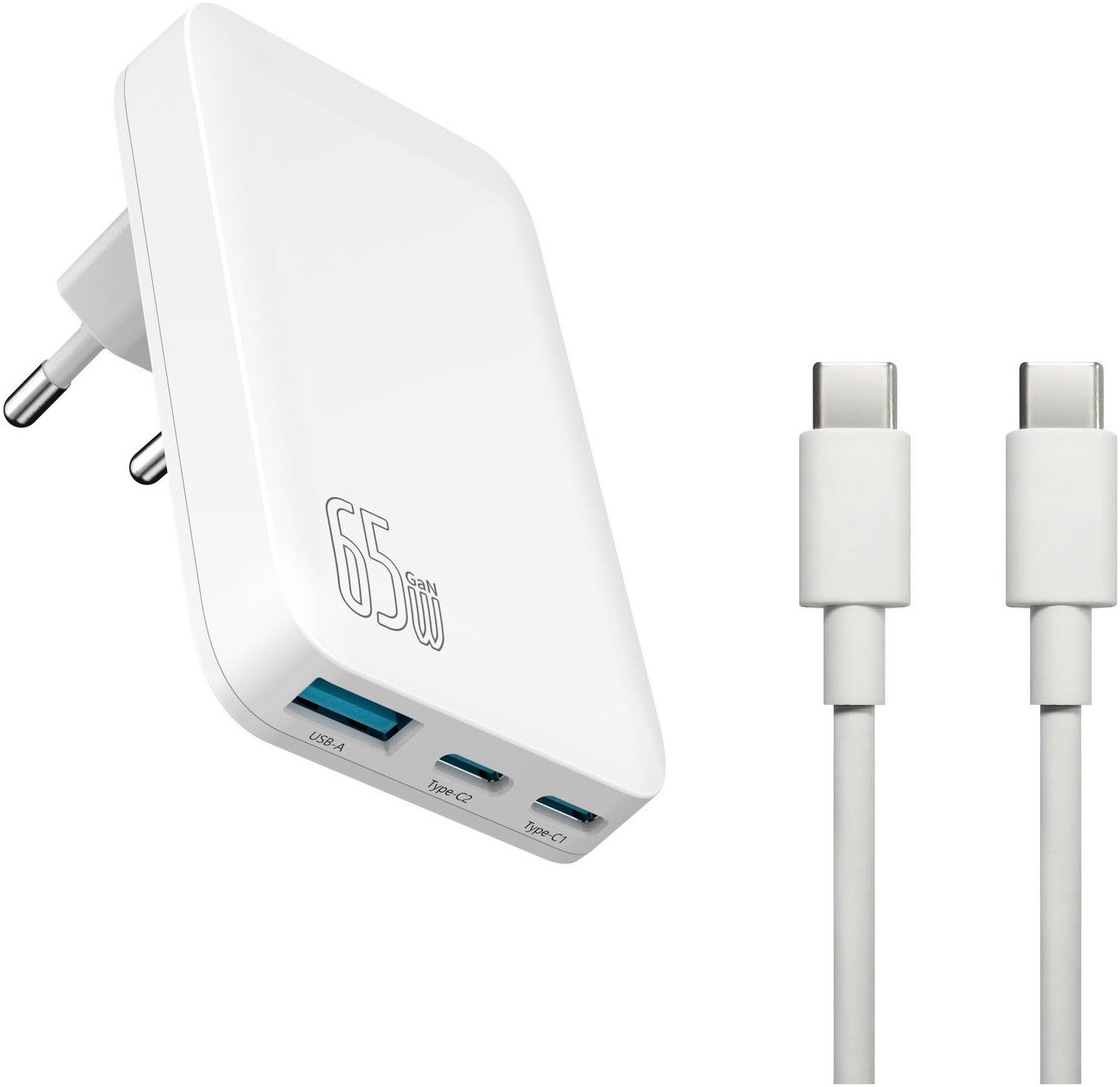 65W GaN PD SLIM Reiselader 1xUSBA/2xTypC/100W PD Kabel USB-Ladegerät