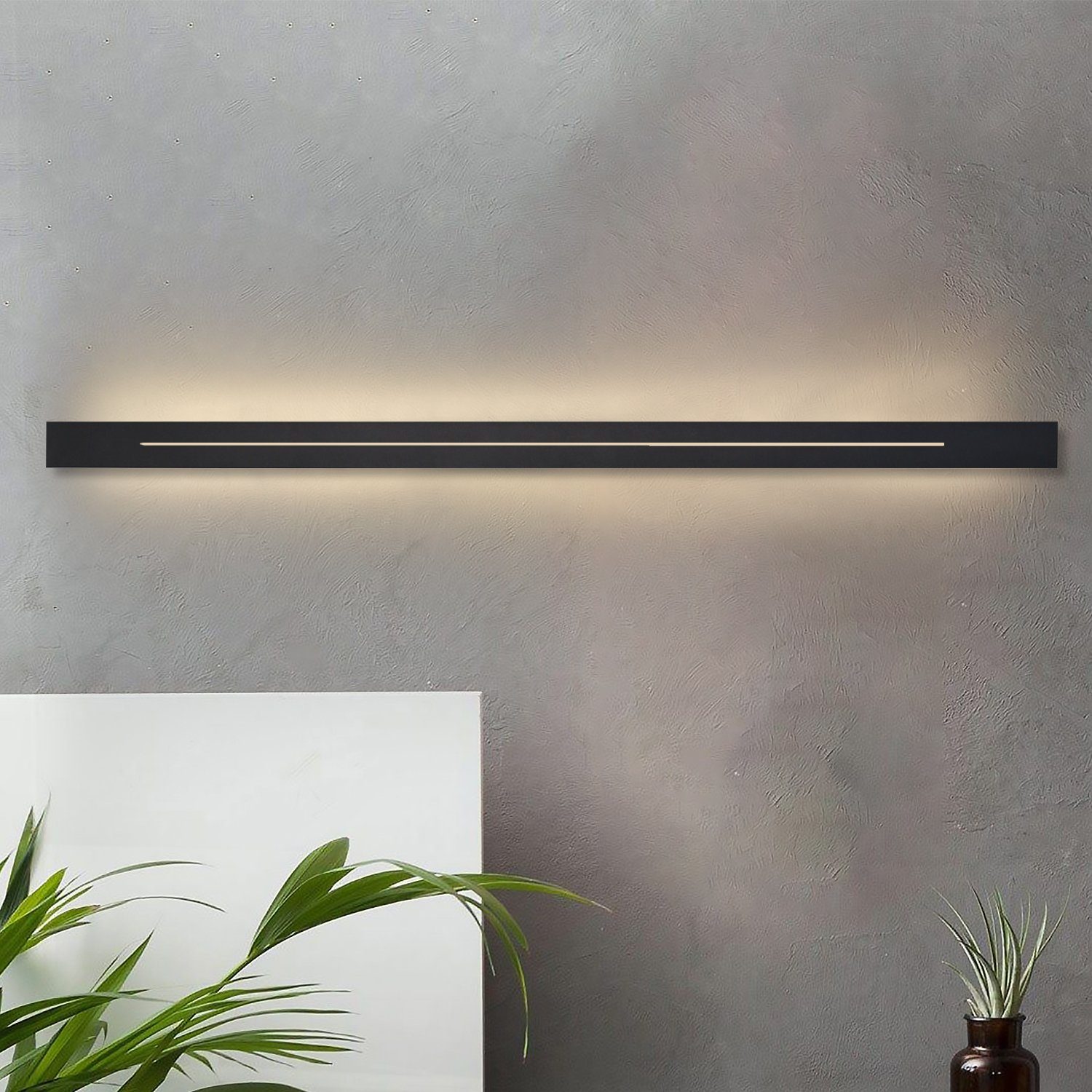 ZMH LED Wandleuchte Wandlampe innen weiß/schwarz 30cm 60cm 100cm, LED fest integriert, warmweiß, 100cm Schwarz