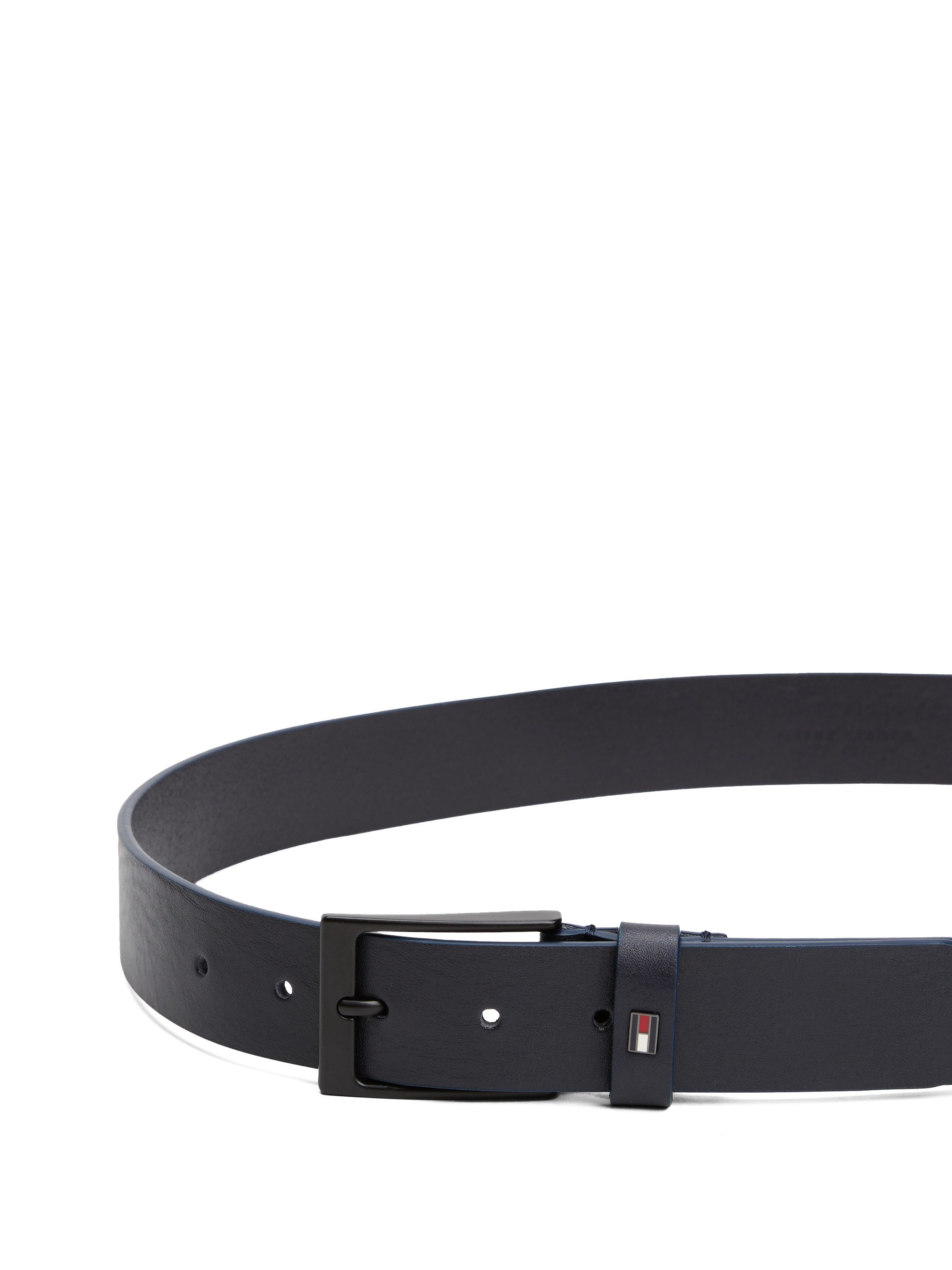 Tommy Hilfiger Ledergürtel LAYTON 3.5 cm breit Metallpatch, Einfachdornschließe