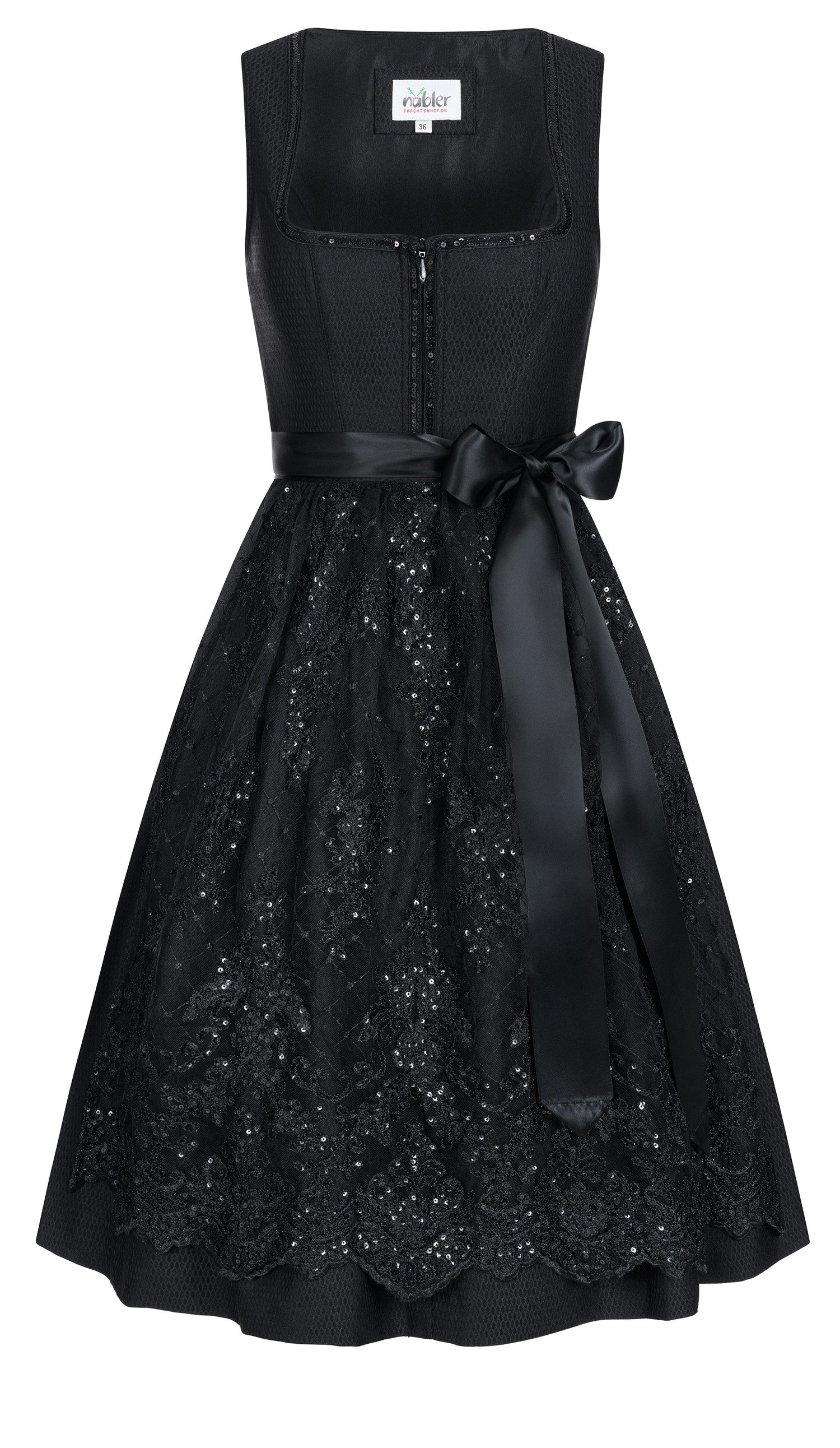Nübler Trachtenkleid Midi Dirndl Kathleen in Kohle von Nübler - Rocklänge 65 cm