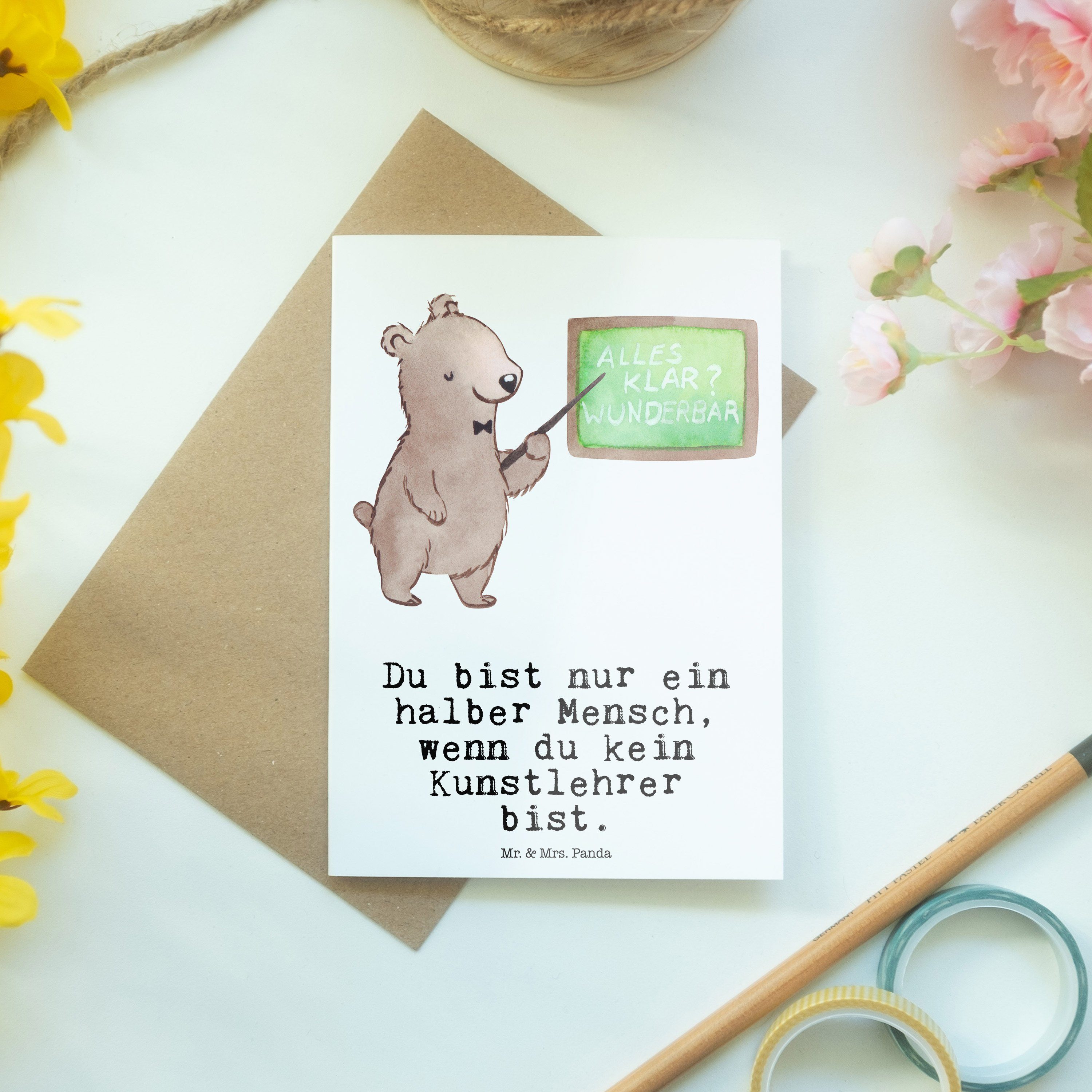 Panda Geschenk, & Hochzeitskarte, Grußkarte - Herz Kunstlehrer Einladungskar Mrs. Mr. - mit Weiß