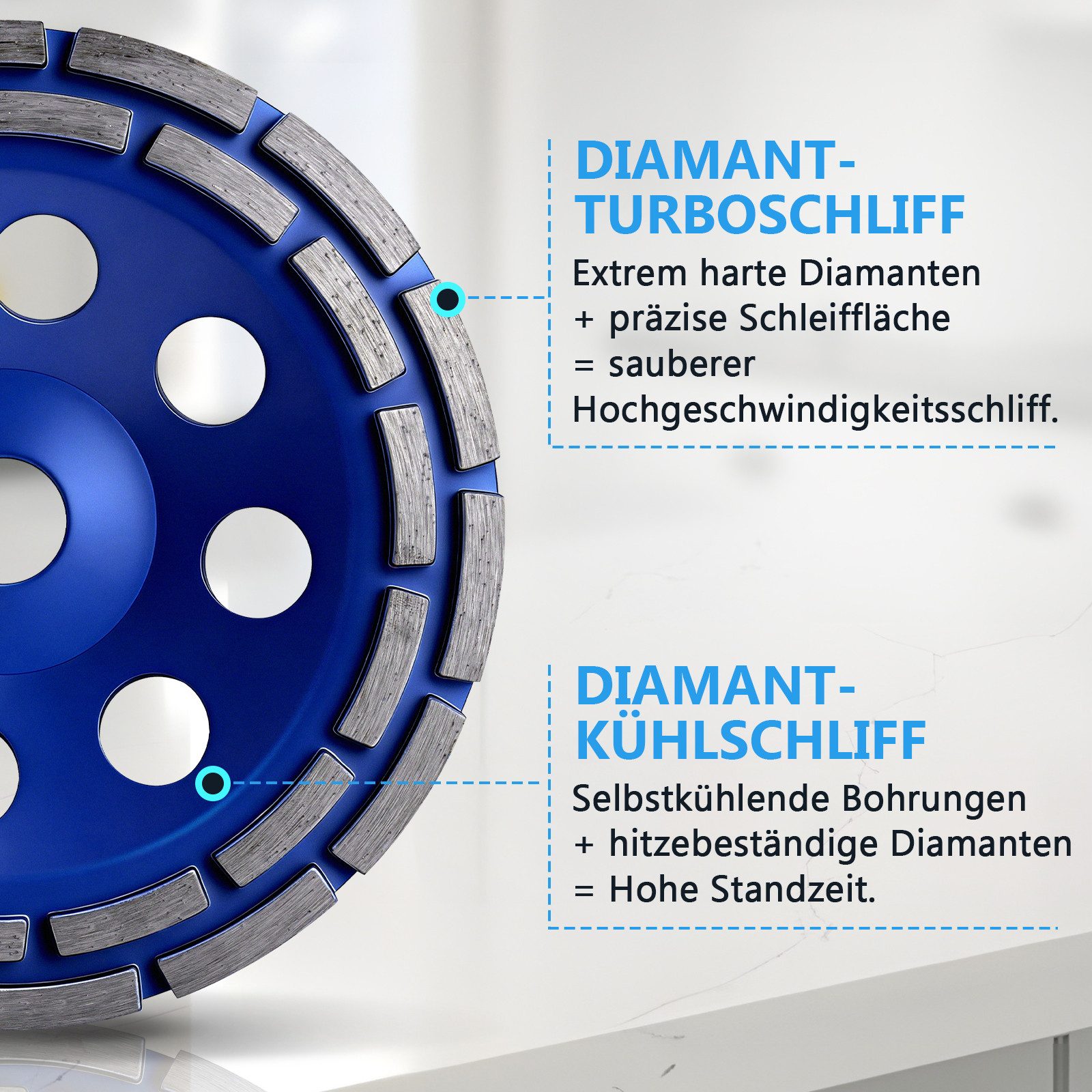 XERSEK Schleifscheibe Diamant-Schleiftopf für Winkelschleifer, Topfschleifer Max.12250 U/min, (Doppelreihig, Ø100x20mm Universelle Eignung für Schleifer 20mm Bo – Bild 4 von 5