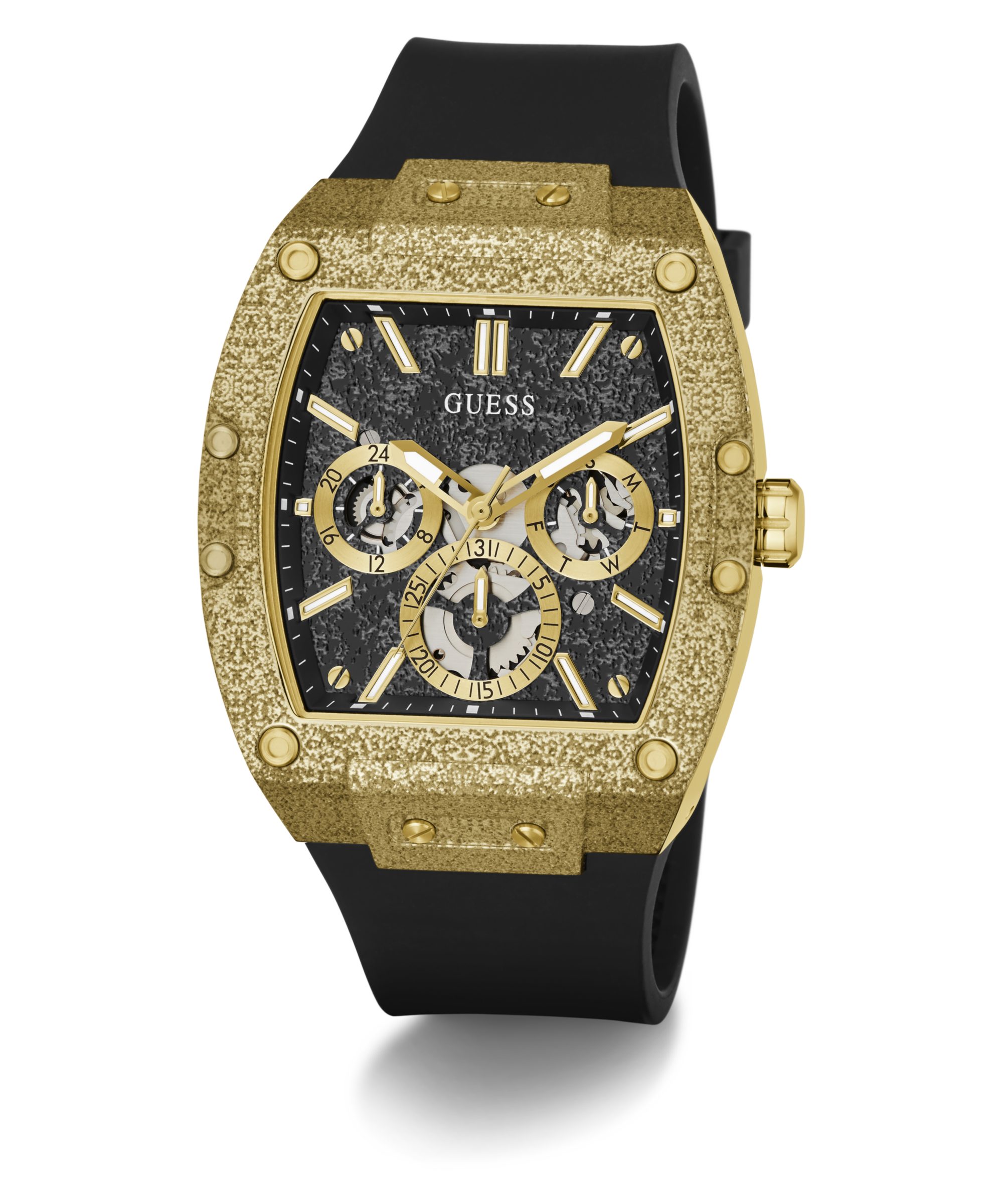 Guess Multifunktionsuhr PHOENIX FROST GW1149G2, Quarzuhr, Armbanduhr, Herrenuhr, Silikonarmband, analog, Tag