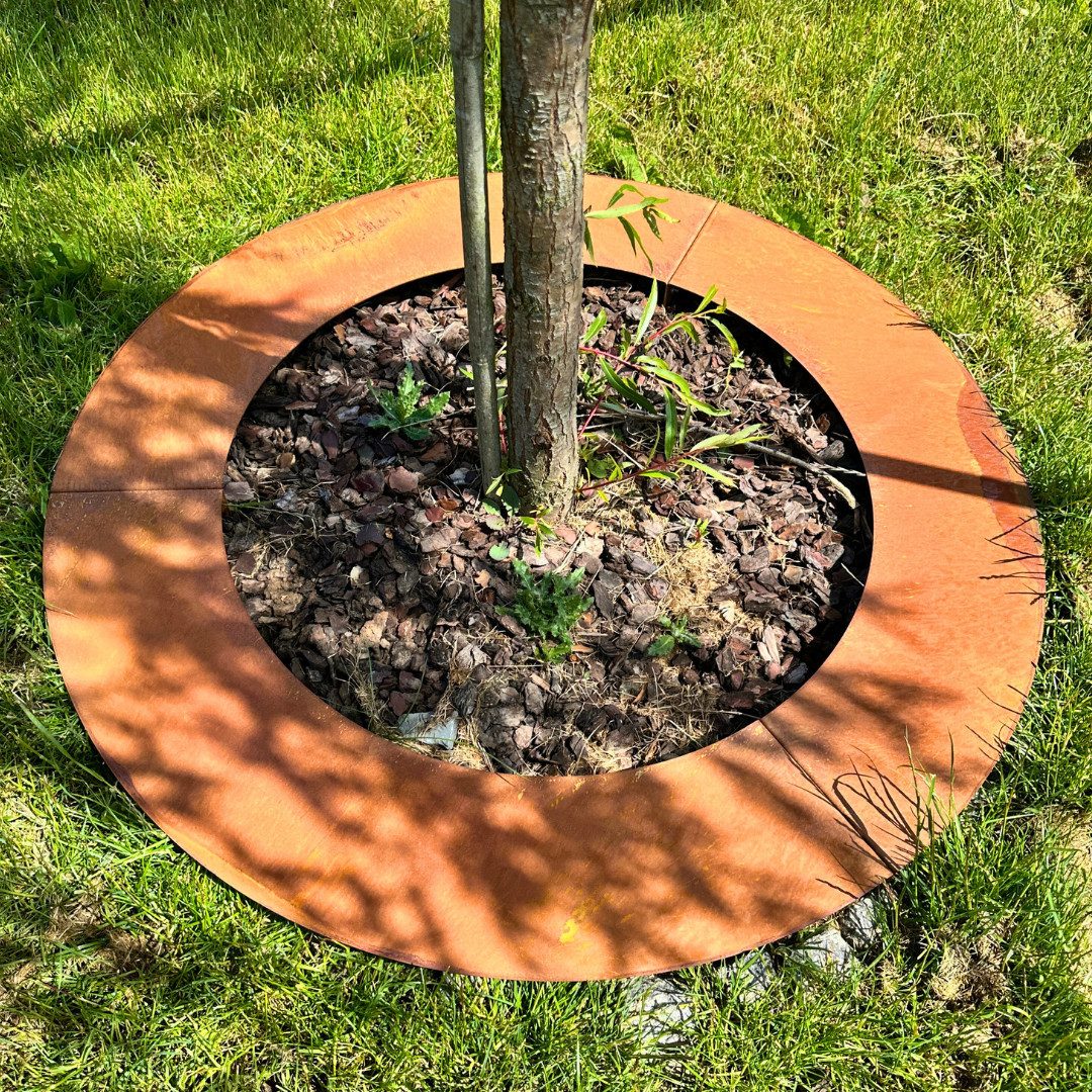 Czaja Beetumrandung Baumring - Mähkante, Baumumrandung Cortenstahl -Mähroboter geeignet