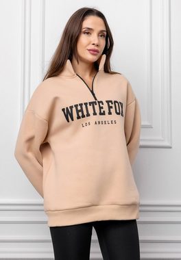 STYLEOVER Longsweatshirt Bedrucktes Sweatshirt mit halbem Reißverschluss