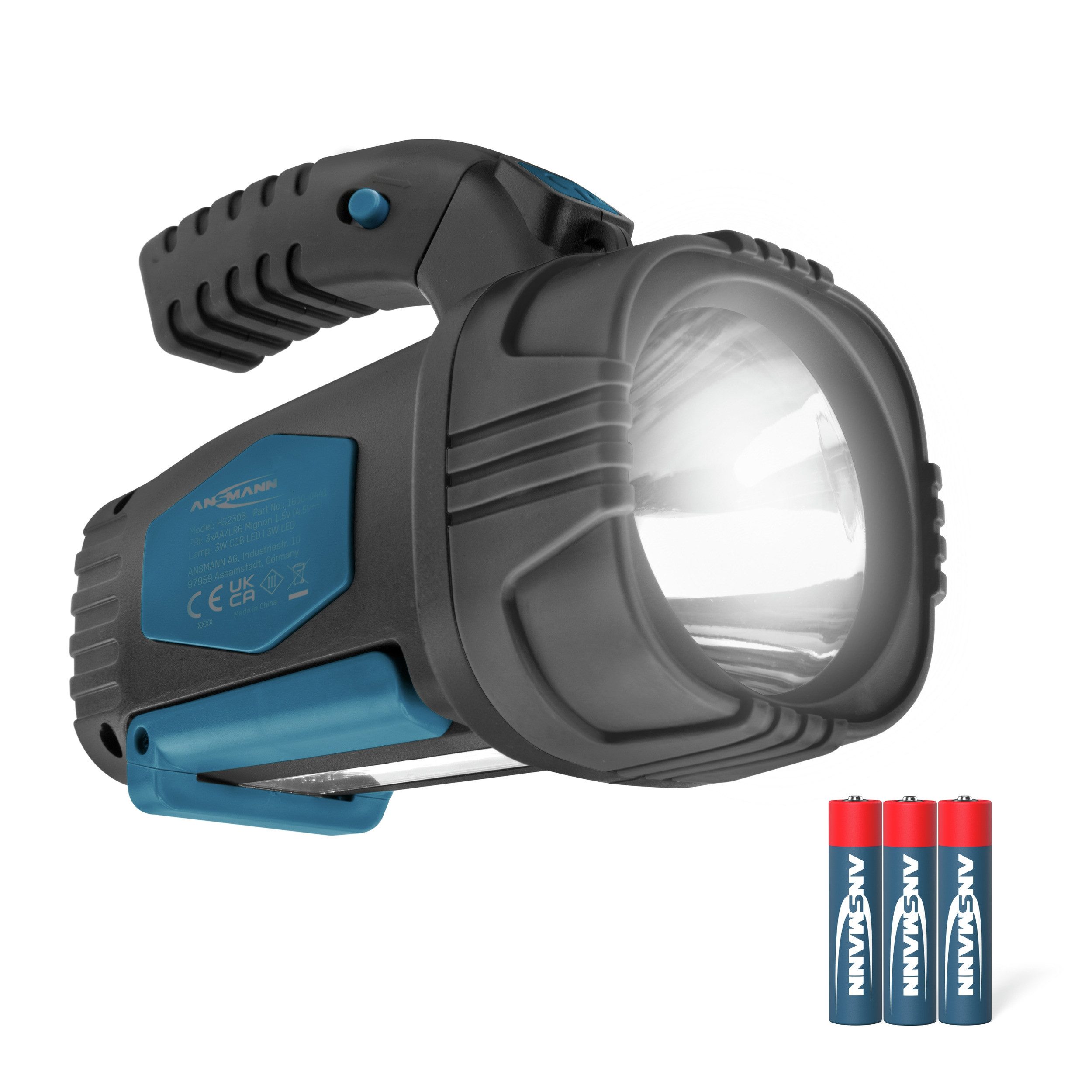 ANSMANN AG LED Scheinwerfer HS230B LED Handscheinwerfer ideal für Camping, Arbeit, Garten, Wandern