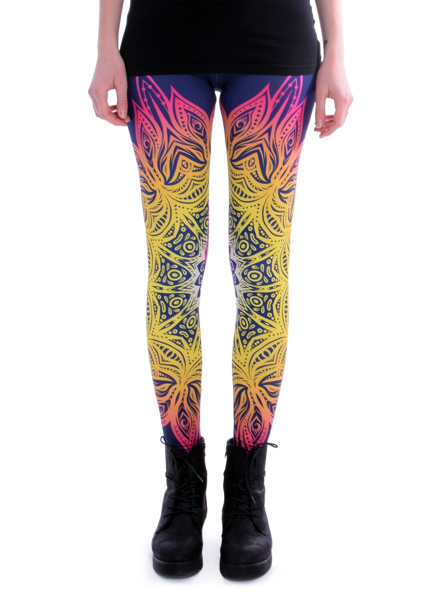 cosey Леггинсы Mandala Line Леггинсы (Einheitsgröße XS - L) (farbenfrohes Blumen-Design • figurbetonte Passform • schnelltrocknend, Einzelartikel) Mandala Lichter