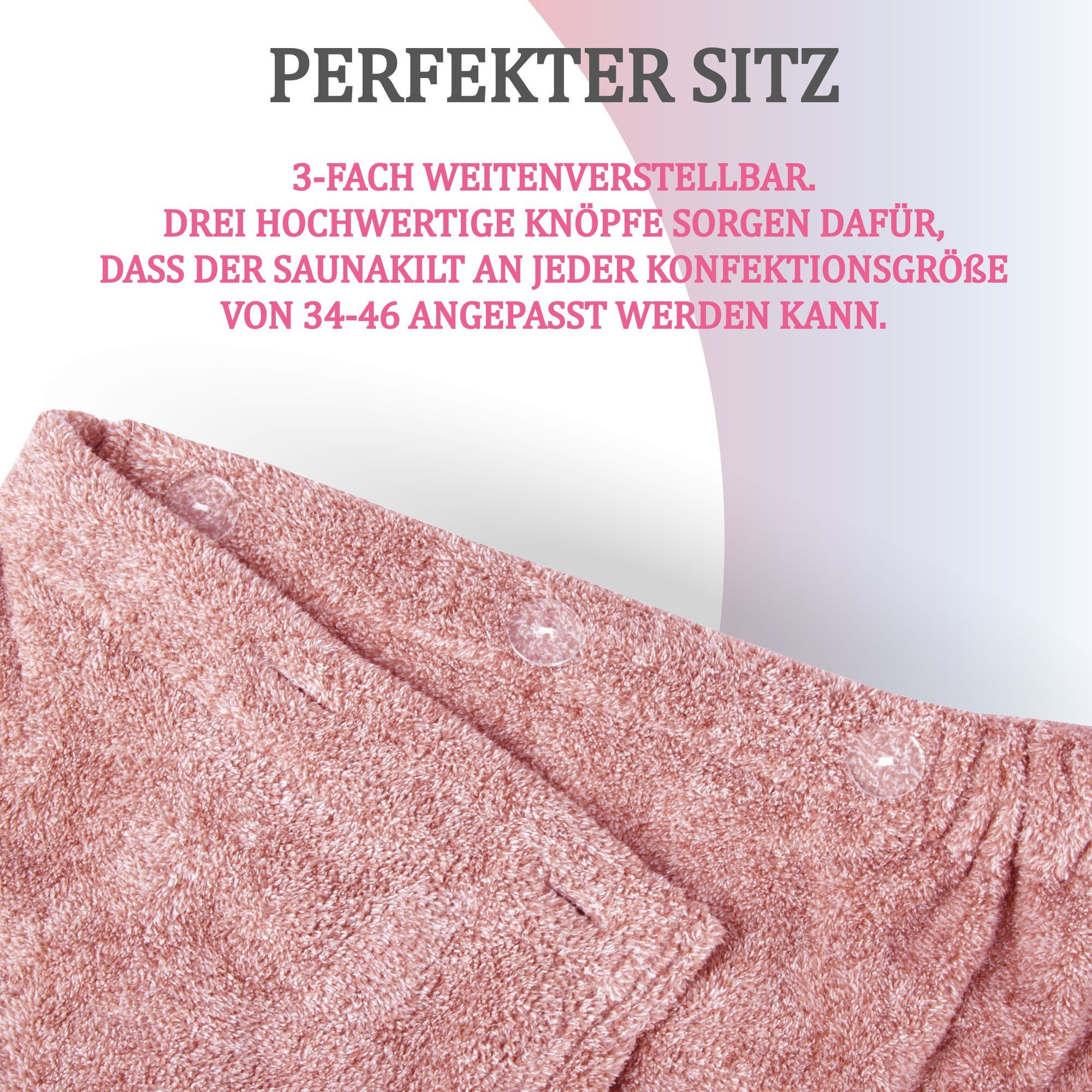 Bestlivings Saunatuch Damen 80x145cm, (1-St), Sauna Kilt "Flauschig" Saunahandtuch mit Gummizug und Knopfverschluss – Bild 3 von 5