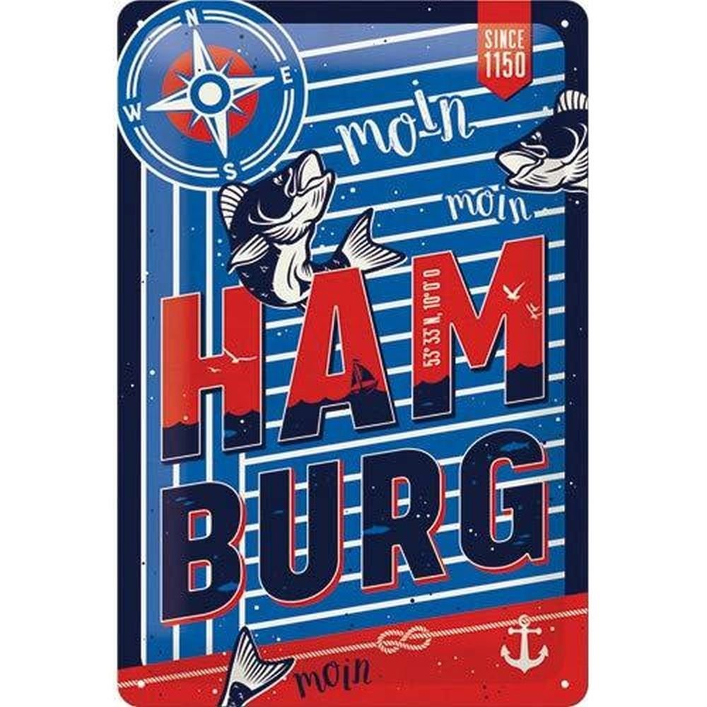 Nostalgic-Art Metallschild Blechschild 20 x 30cm - Hamburg - Moin Moin