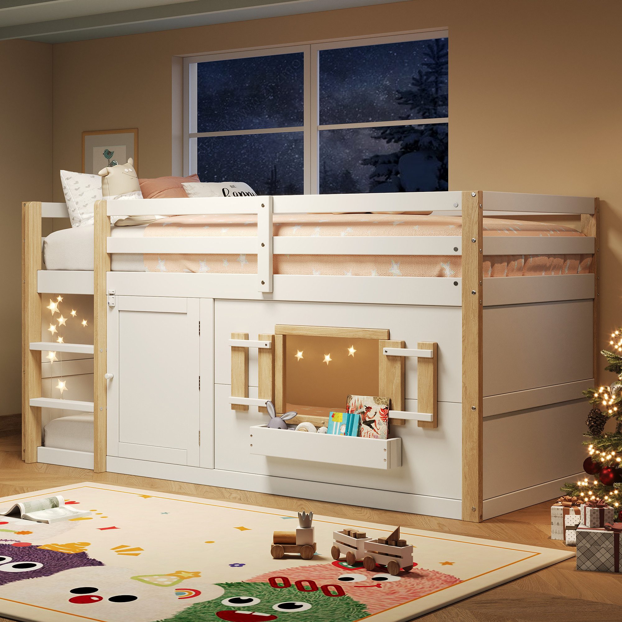 Odikalo Kinderbett 90x200 Etagenbett mit Stauraum (90 x 200 cm), Hochbett, günstig online kaufen