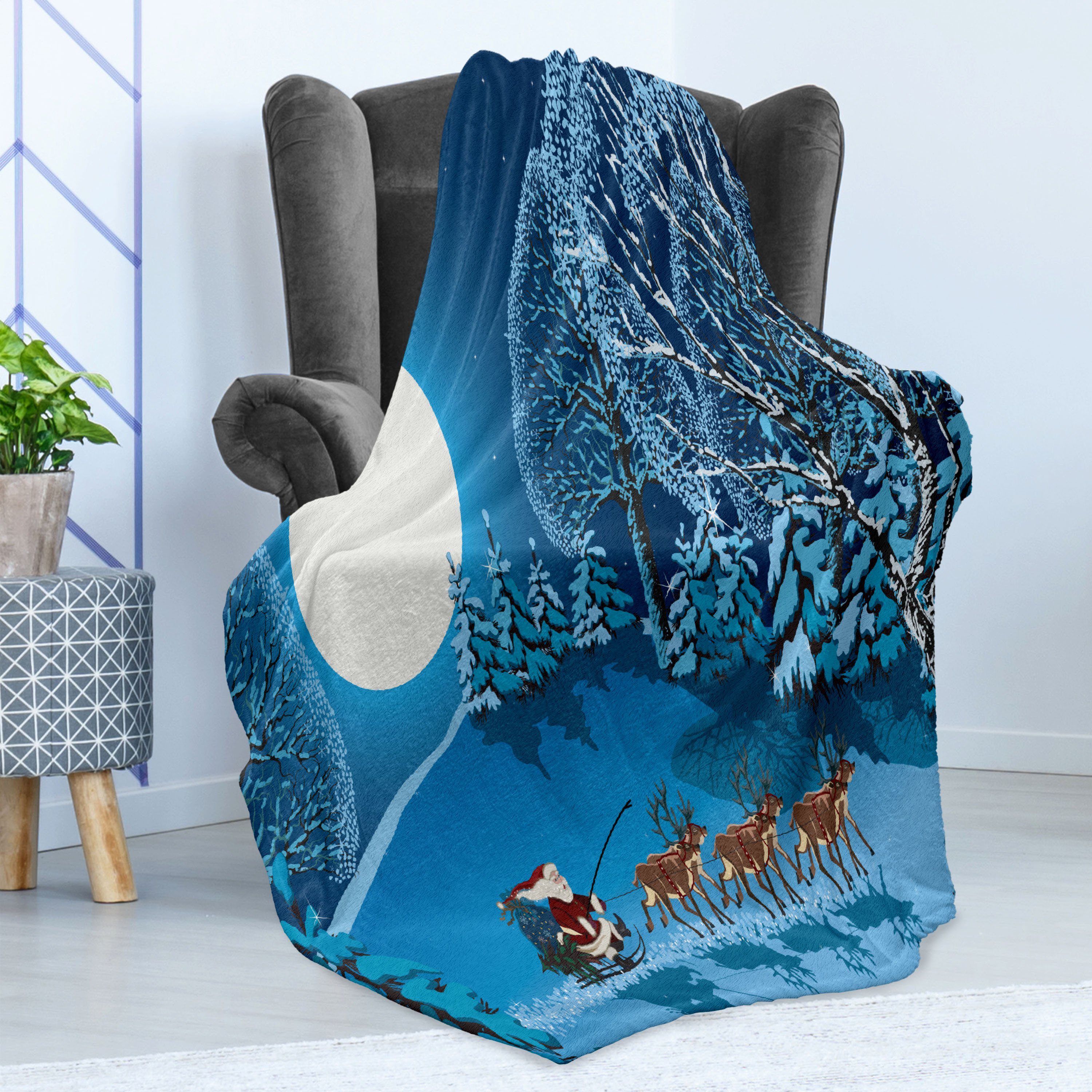 Wohndecke Gemütlicher Plüsch für den Innen- und Außenbereich, Abakuhaus, Weihnachten Weihnachtswinterwald