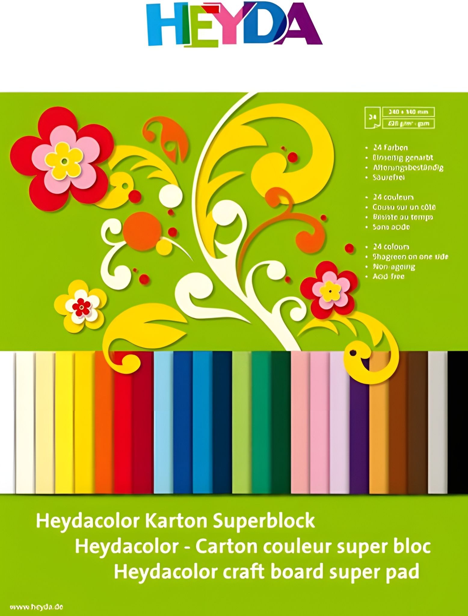 Heyda Bastelkartonpapier HEYDA 205171809 Tonkarton-Block HEYDA Color 24 x34 cm 24 Farben