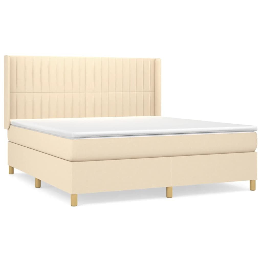 vidaXL Boxspringbett, Boxbett mit Matratze Creme 180x200 cm Stoff günstig online kaufen