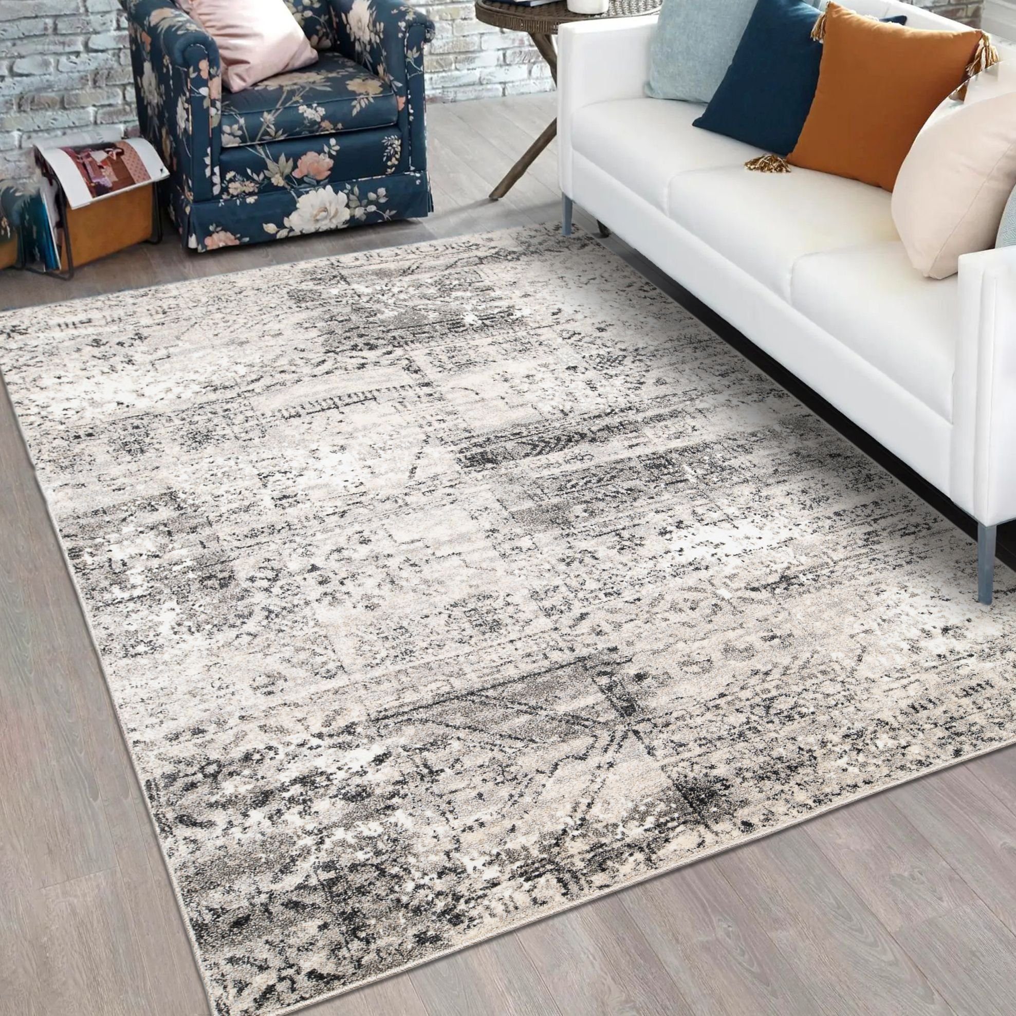 Designteppich Modern Teppich - niedrige 80 cm, mm, Abstrakt Florhöhe, 150 11 Wohnzimmer Beige für Mazovia, Höhe - Weich, Kurzflor - Modern, Grau, x Pflegeleicht Abstrakt