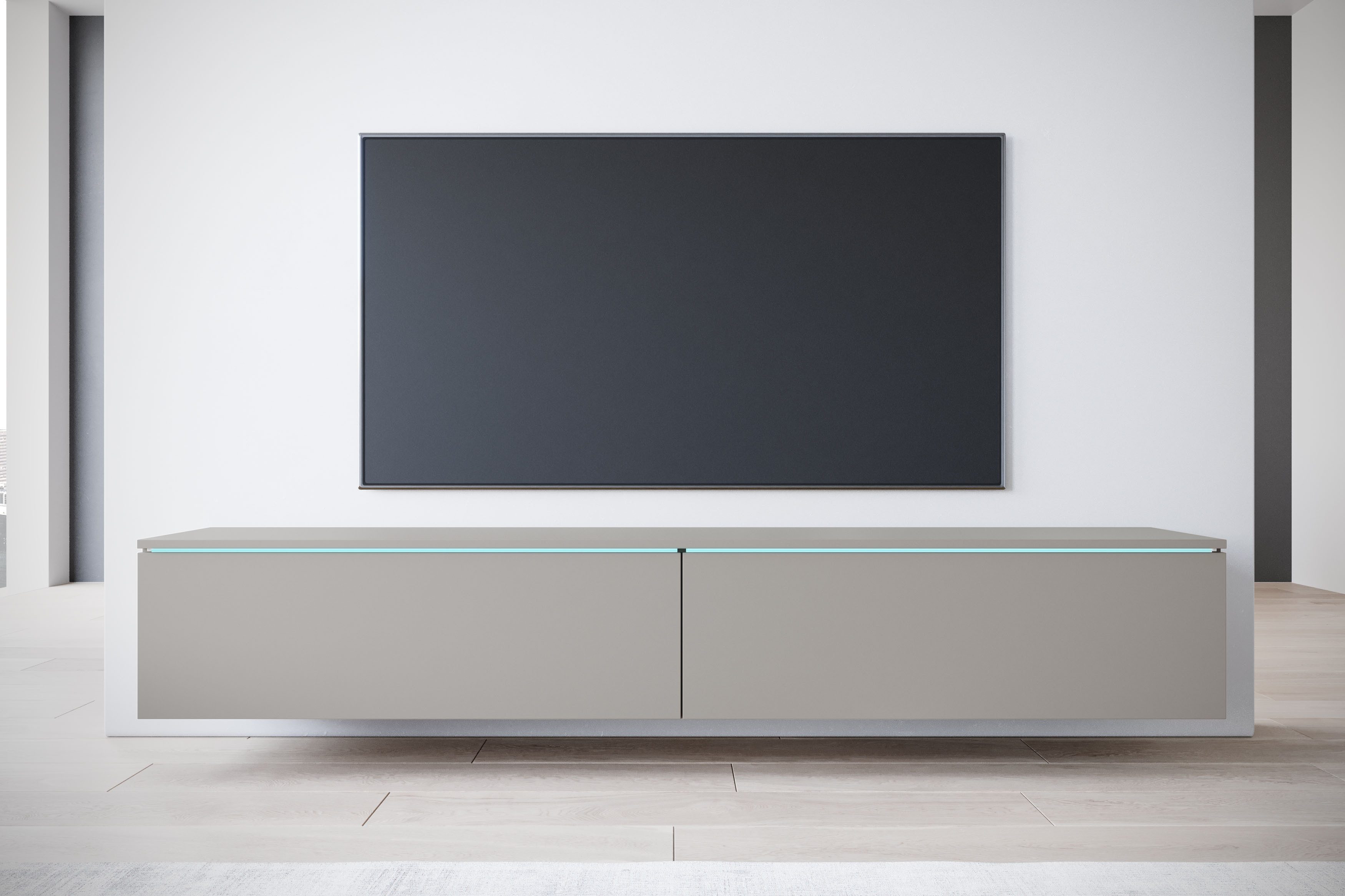Home affaire Lowboard LOWBOARD VERA, wahlweise mit oder ohne Beleuchtung, Modernes griffloses TV-Board, 180 cm TV-Schrank, stehend und hängend