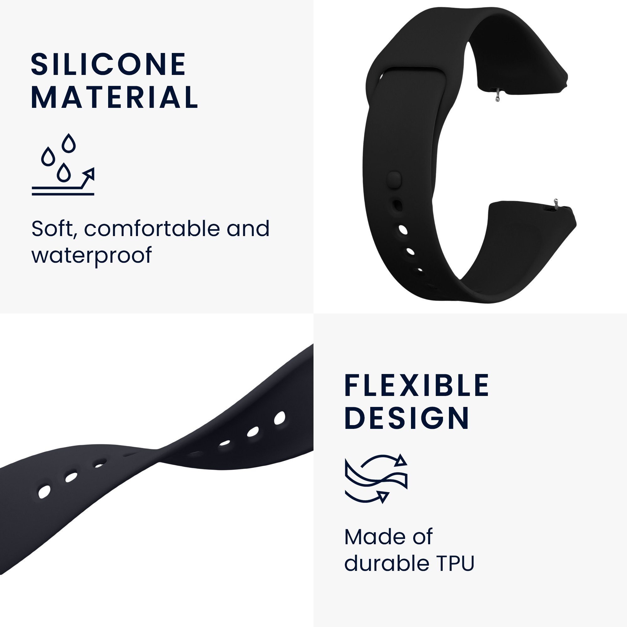 Silikon Sportarmband für Set Redmi Fitnesstracker 3 Watch 2x Armband kwmobile Xiaomi TPU Active, Uhrenarmband