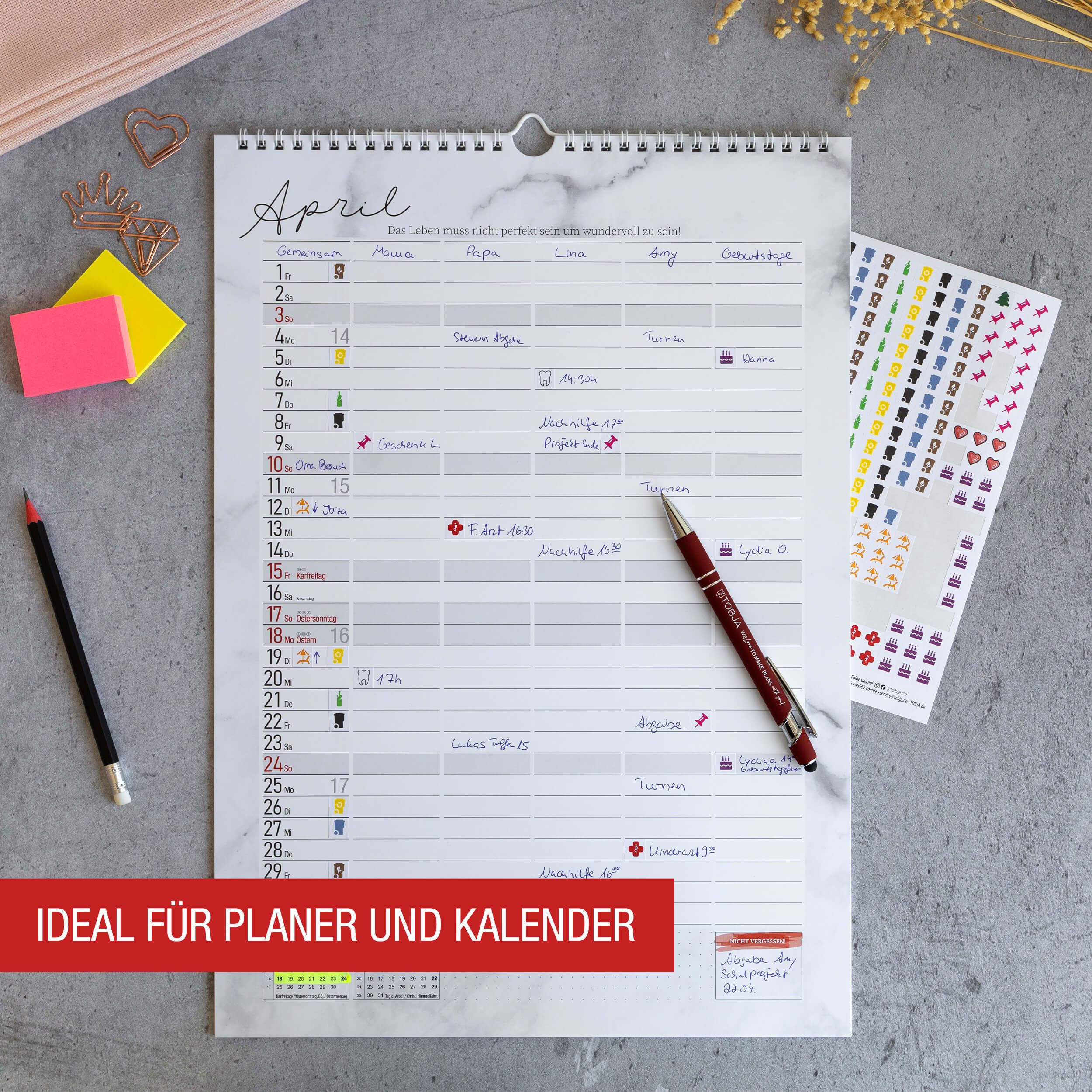 TOBJA Wandkalender Sticker Aufkleber Set für Kalender Mülltonne, 560 Kalendersticker Optimal für Müllkalender, Familienkalender, Planer – Bild 5 von 5