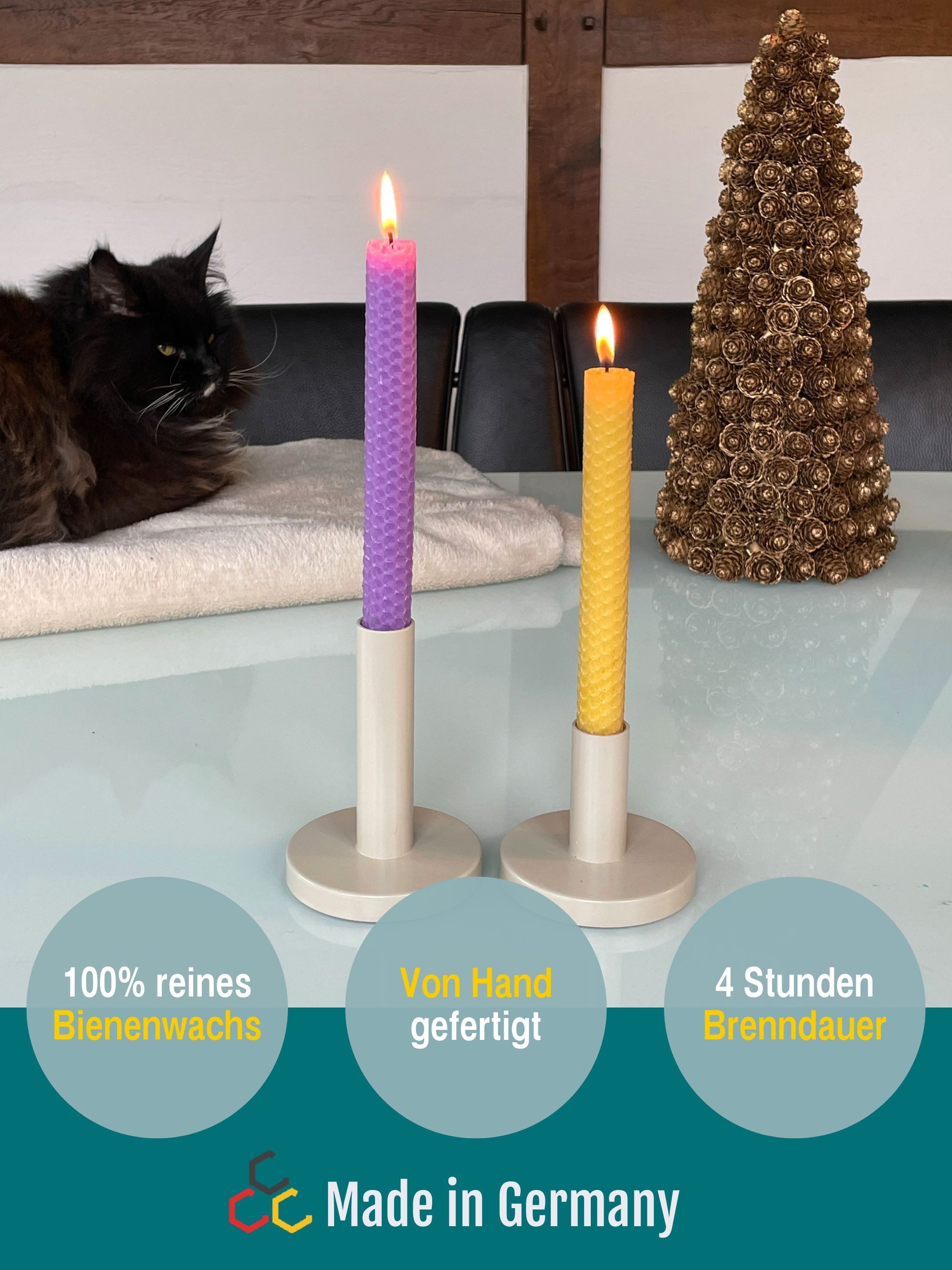Wachsmann Bienenprodukte Bienenwachskerze handgerollt, 100 % günstig online kaufen