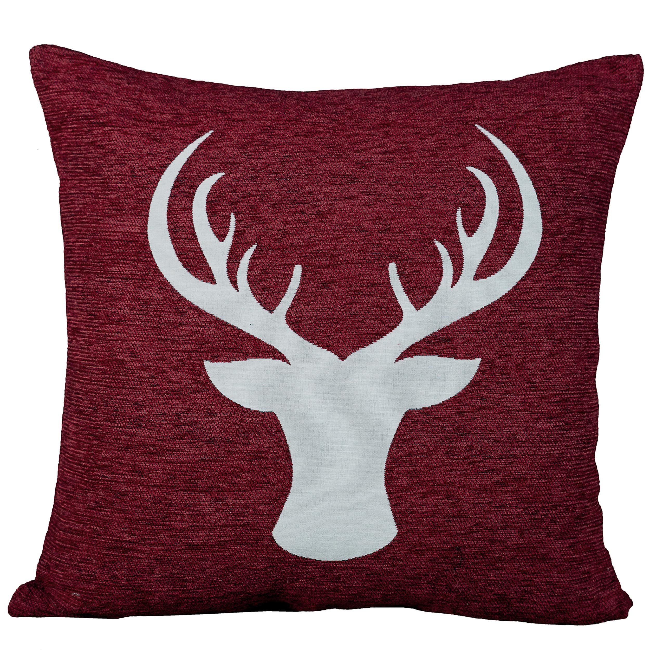 Kissenbezüge Kissenbezug 45 x 45 Hirsch Geweih Kopf Dekokissen Weihnachten Kissenh