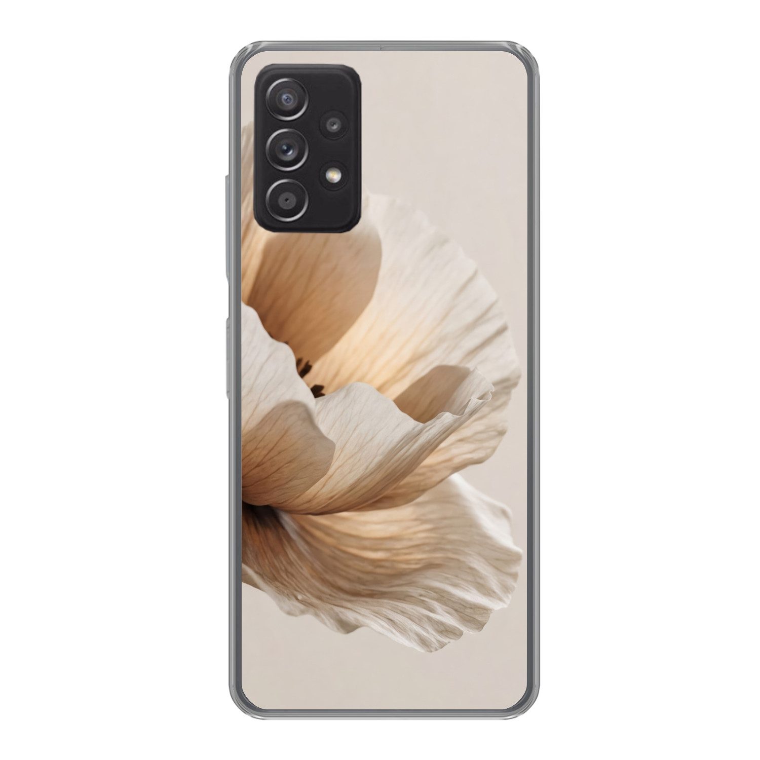 MuchoWow Handyhülle für Samsung Galaxy A53 5G Blume - Beige - Creme, Phone Case, Silikon, Schutzhülle Dünn