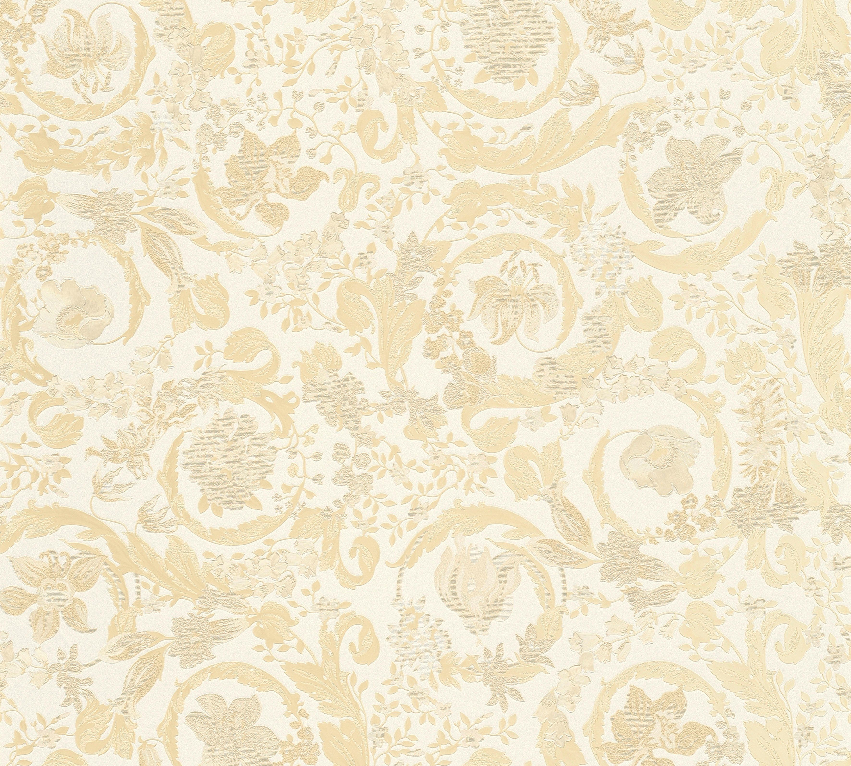 Versace Vliestapete Wallpaper Versace 5 Floral, leicht strukturiert, abstrakt, gemustert, leicht glänzend, (1 St), Designertapete Tapeten Wohnzimmer Schlafzimmer Küche Flur Design Optik
