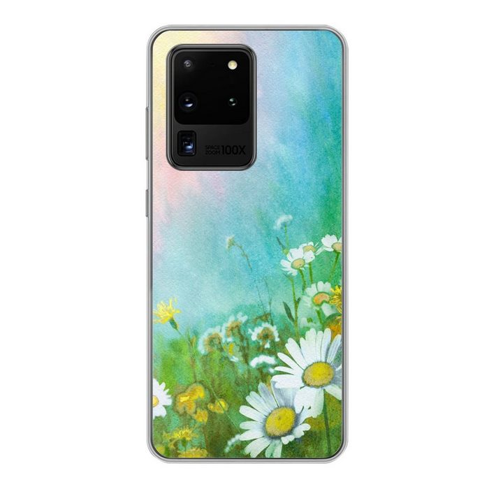 MuchoWow Handyhülle Gänseblümchen - Sonne - Sommer Phone Case Handyhülle Samsung Galaxy S20 Ultra Silikon Schutzhülle