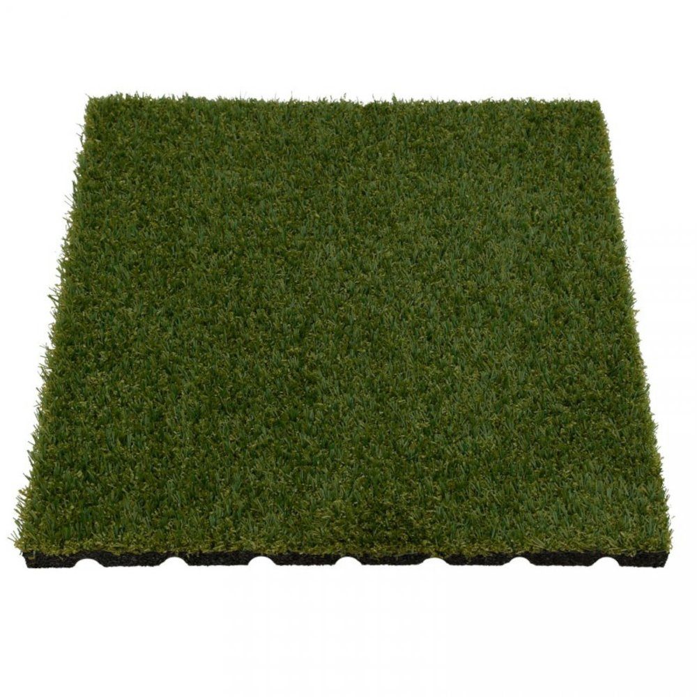 ROG-Gardenline Kunstrasen, Höhe: 25 mm, 4 STÜCK 50 x 50 CM GUMMI KUNSTRASEN FALLSCHUTZPLATTE 25 MM DICK - GRÜN