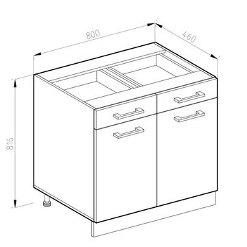 Vicco Schranksystem R-Line Anthrazit HG/Weiß 80cm mit Schubladen/Türen ohne AP
