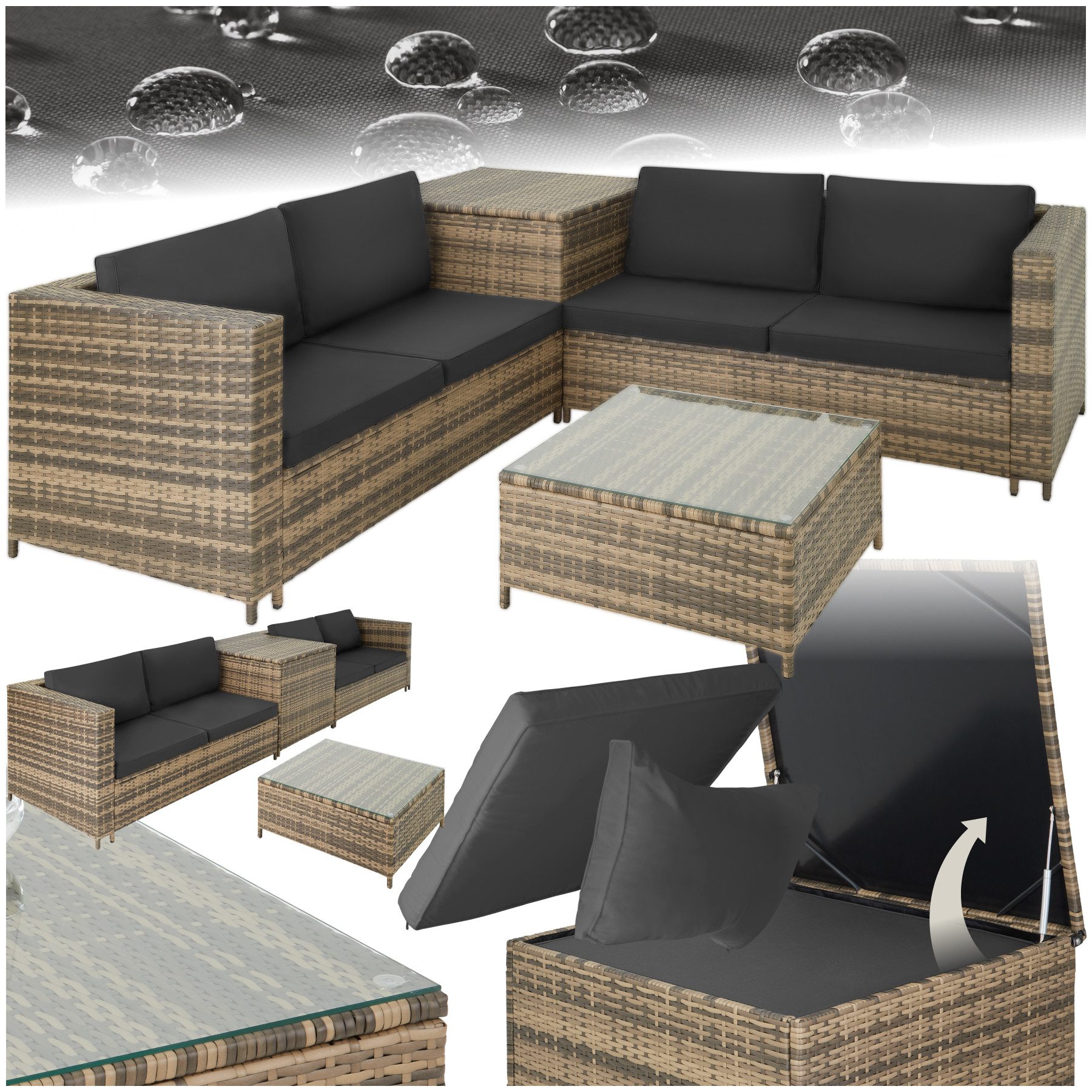 tectake Loungeset Rattan Lounge, (Set., 5-tlg), günstig online kaufen