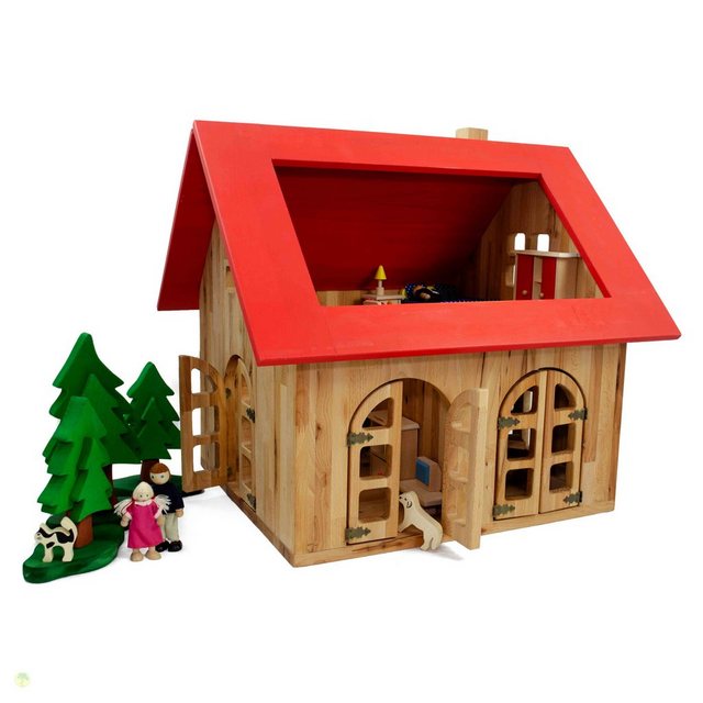 ESTIA Holzspielwaren Puppenhaus Puppenhaus, Cottage aus massivem Buchenholz, (Puppenhaus/Cottage-tlg), Hergestellt aus europäischem Buchenholz in Europa